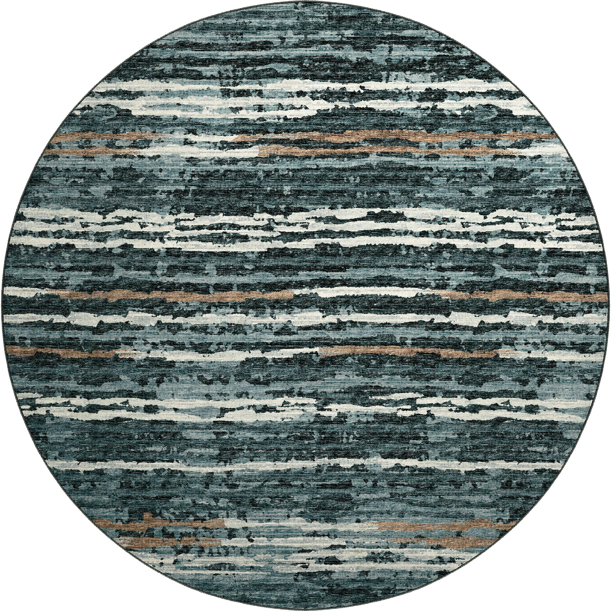 Luxury Machine Washable Indoor/Outdoor Casual BR4 Midnight Black Rug 8' x 8' #shape_Round