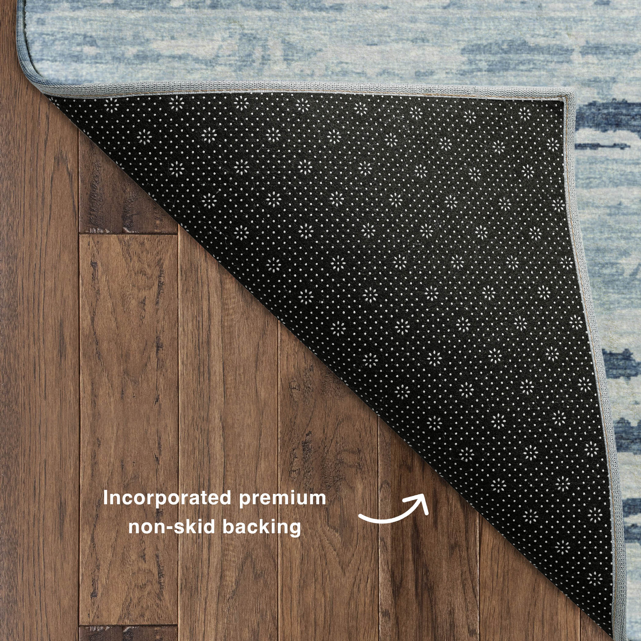 Luxury Machine Washable Indoor/Outdoor Casual BR4 Sky Blue Rug 1'8" x 2'6" #shape_Rectangle