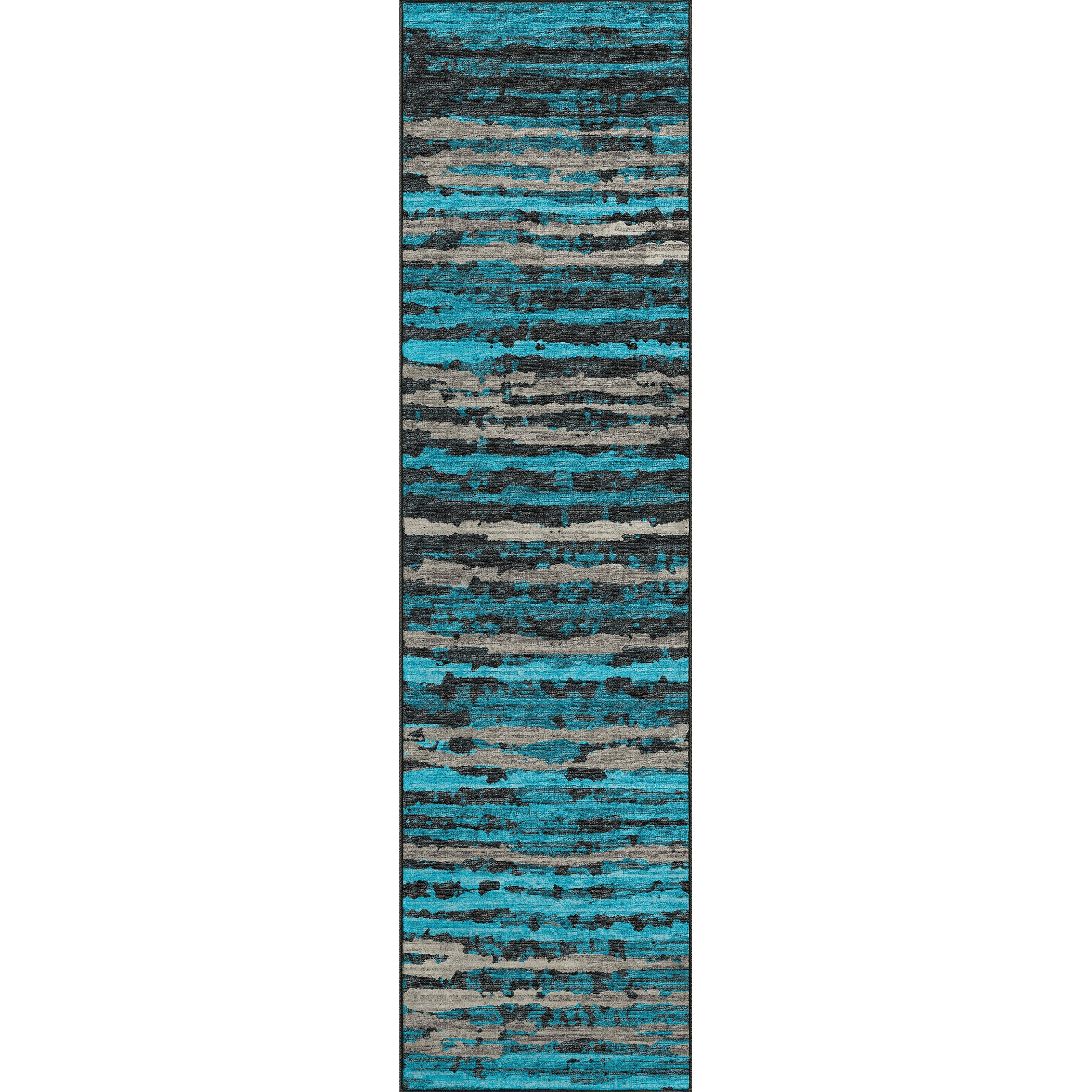 Luxury Machine Washable Indoor/Outdoor Casual BR4 Teal Rug 2'3" x 7'6" #shape_Runner
