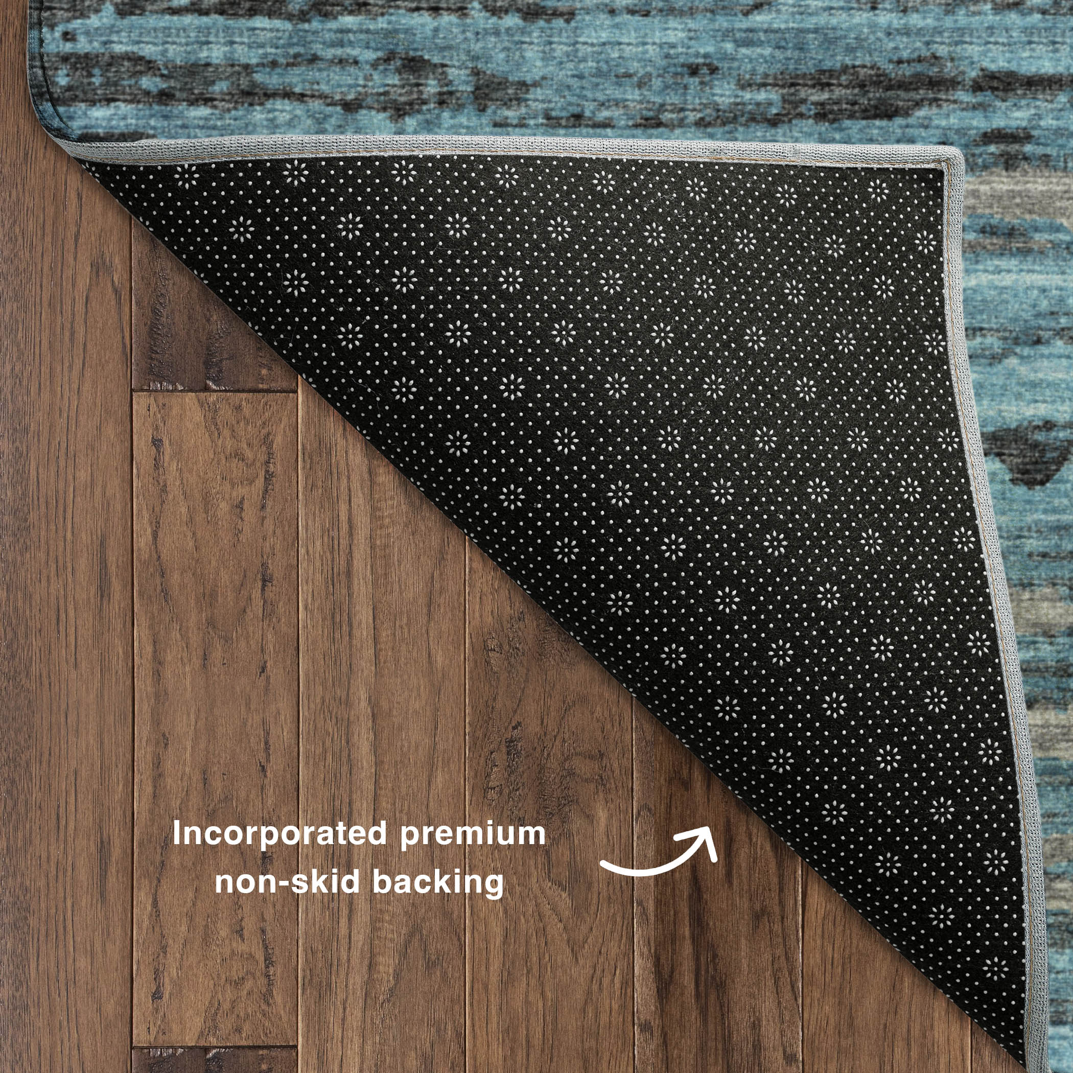 Luxury Machine Washable Indoor/Outdoor Casual BR4 Teal Rug 1'8" x 2'6" #shape_Rectangle