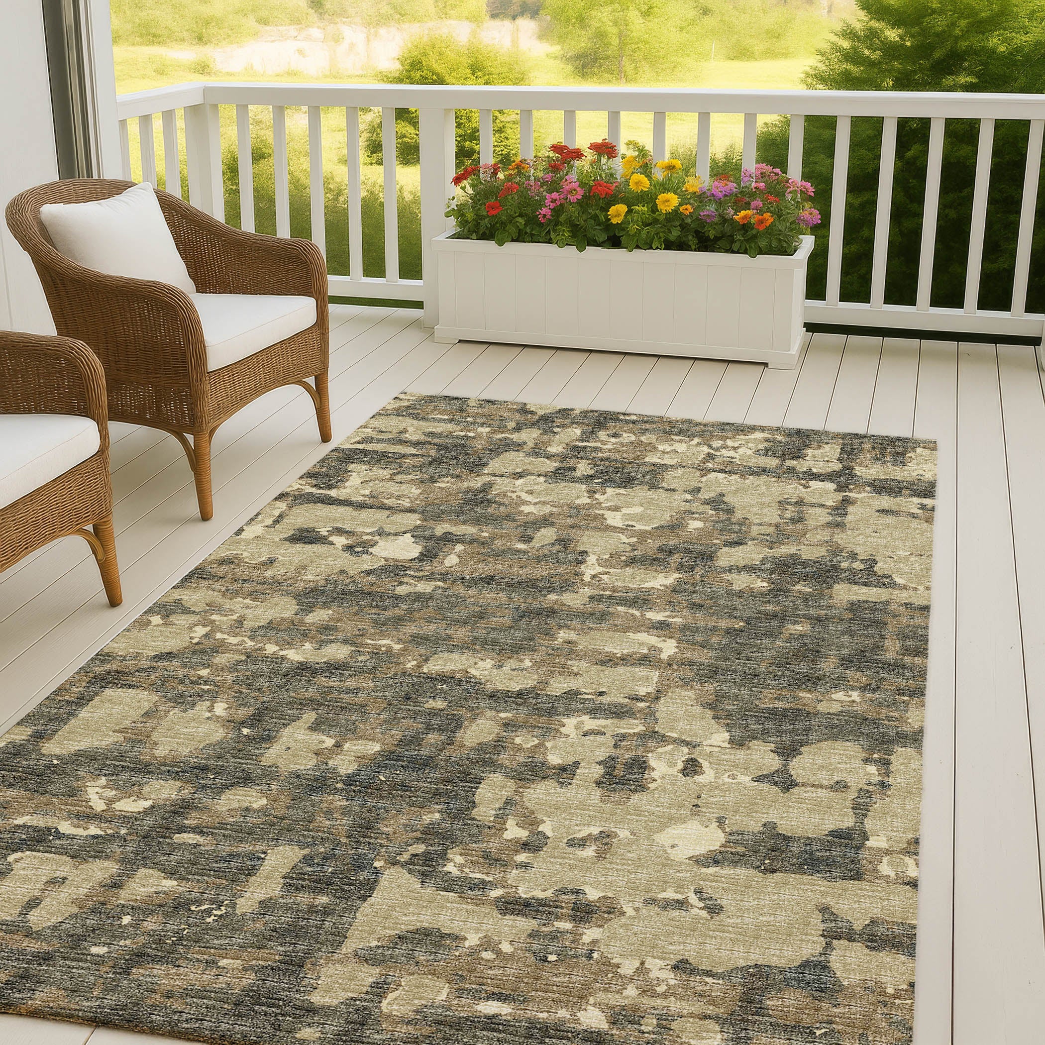 Luxury Machine Washable Indoor/Outdoor Casual BR5 Desert Brown Rug 3' x 5' #shape_Rectangle