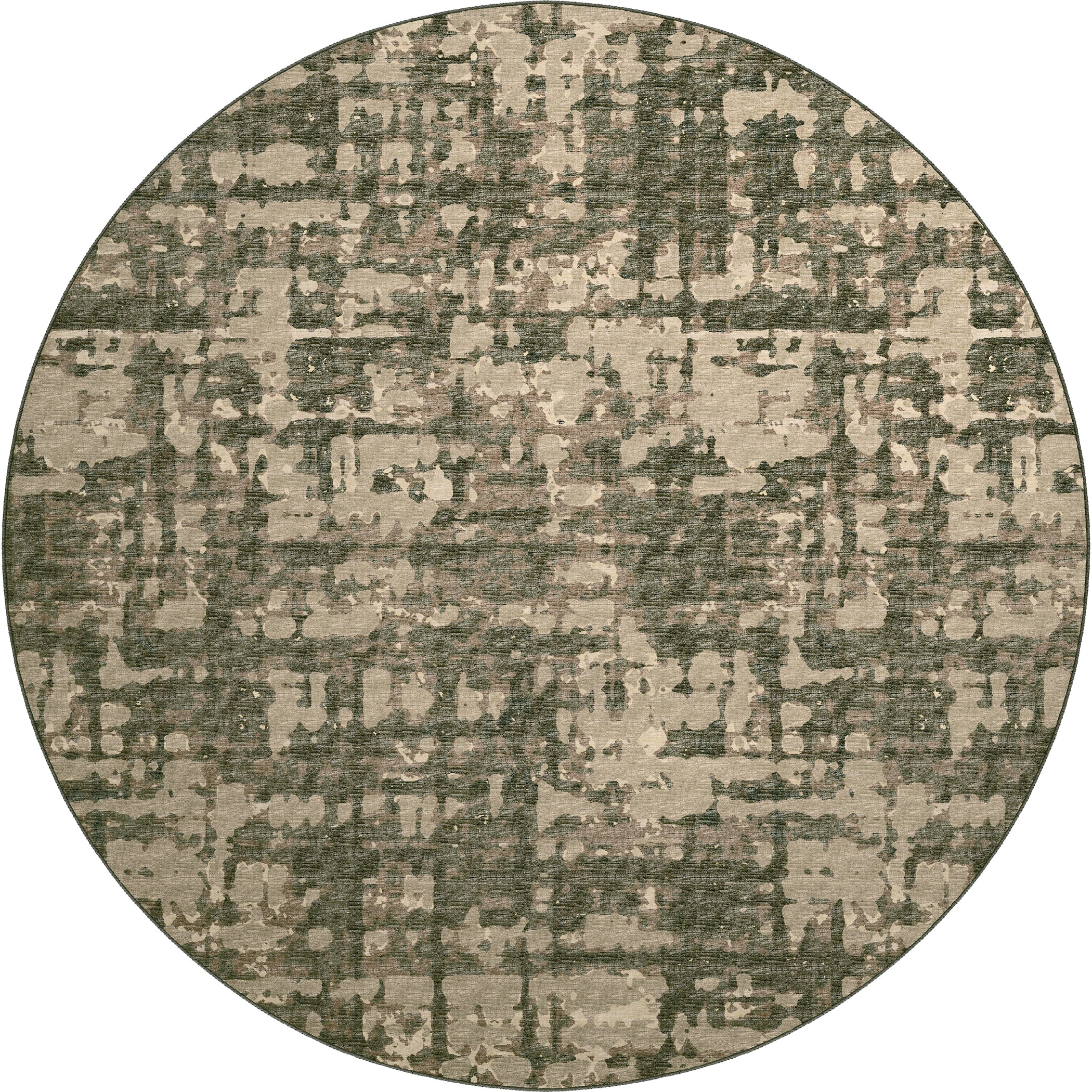 Luxury Machine Washable Indoor/Outdoor Casual BR5 Desert Brown Rug 8' x 8' #shape_Round