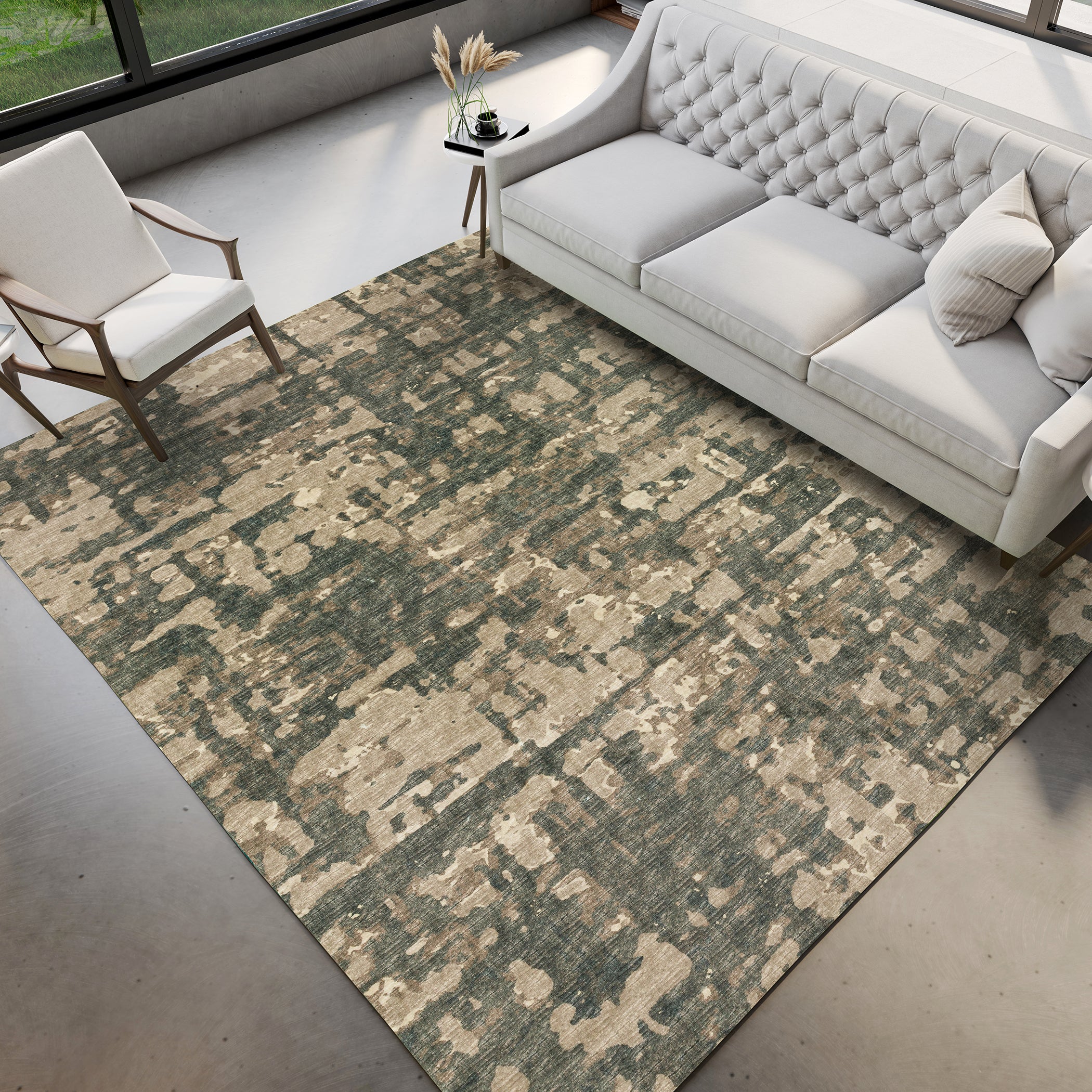Luxury Machine Washable Indoor/Outdoor Casual BR5 Desert Brown Rug 3' x 5' #shape_Rectangle