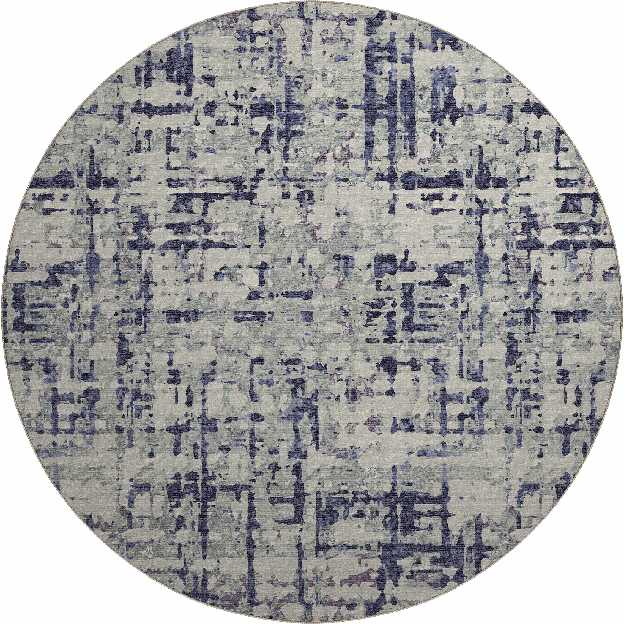 Luxury Machine Washable Indoor/Outdoor Casual BR5 Eggplant Gray Rug 8' x 8' #shape_Round