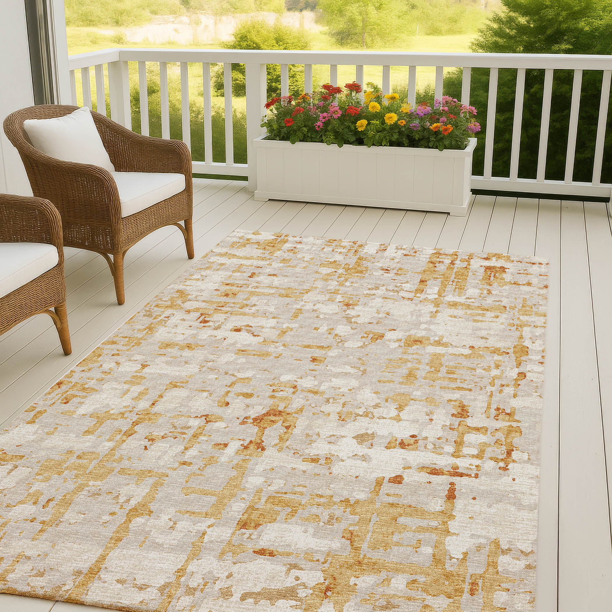 Luxury Machine Washable Indoor/Outdoor Casual BR5 Khaki Brown Rug 3' x 5' #shape_Rectangle