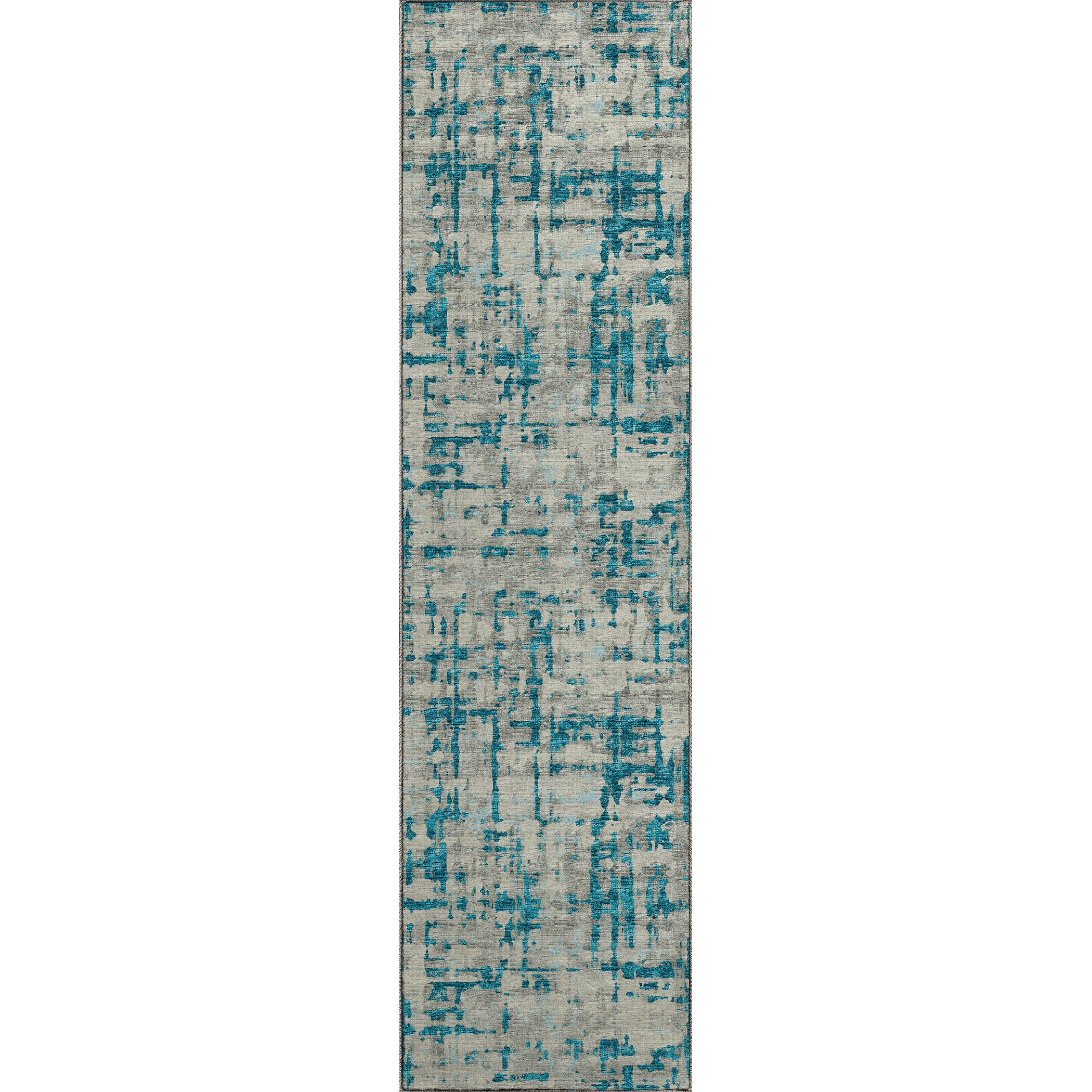 Luxury Machine Washable Indoor/Outdoor Casual BR5 Teal Rug 2'3" x 7'6" #shape_Runner