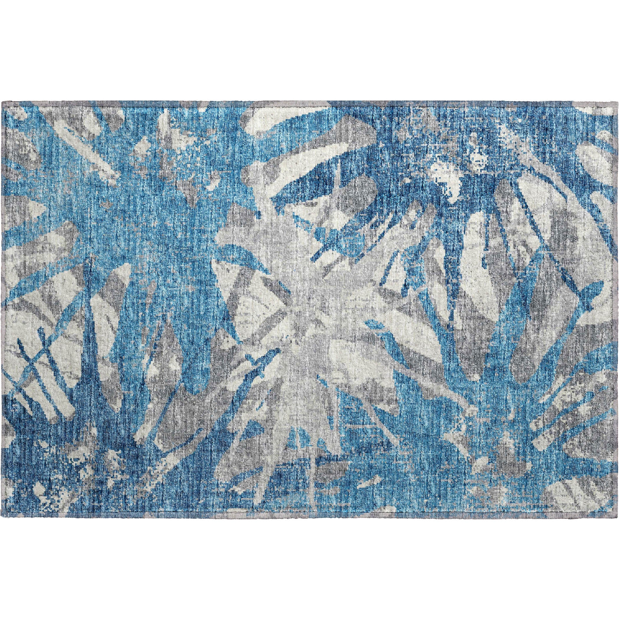 Luxury Machine Washable Indoor/Outdoor Casual BR6 Cobalt Gray Rug 1'8" x 2'6" #shape_Rectangle