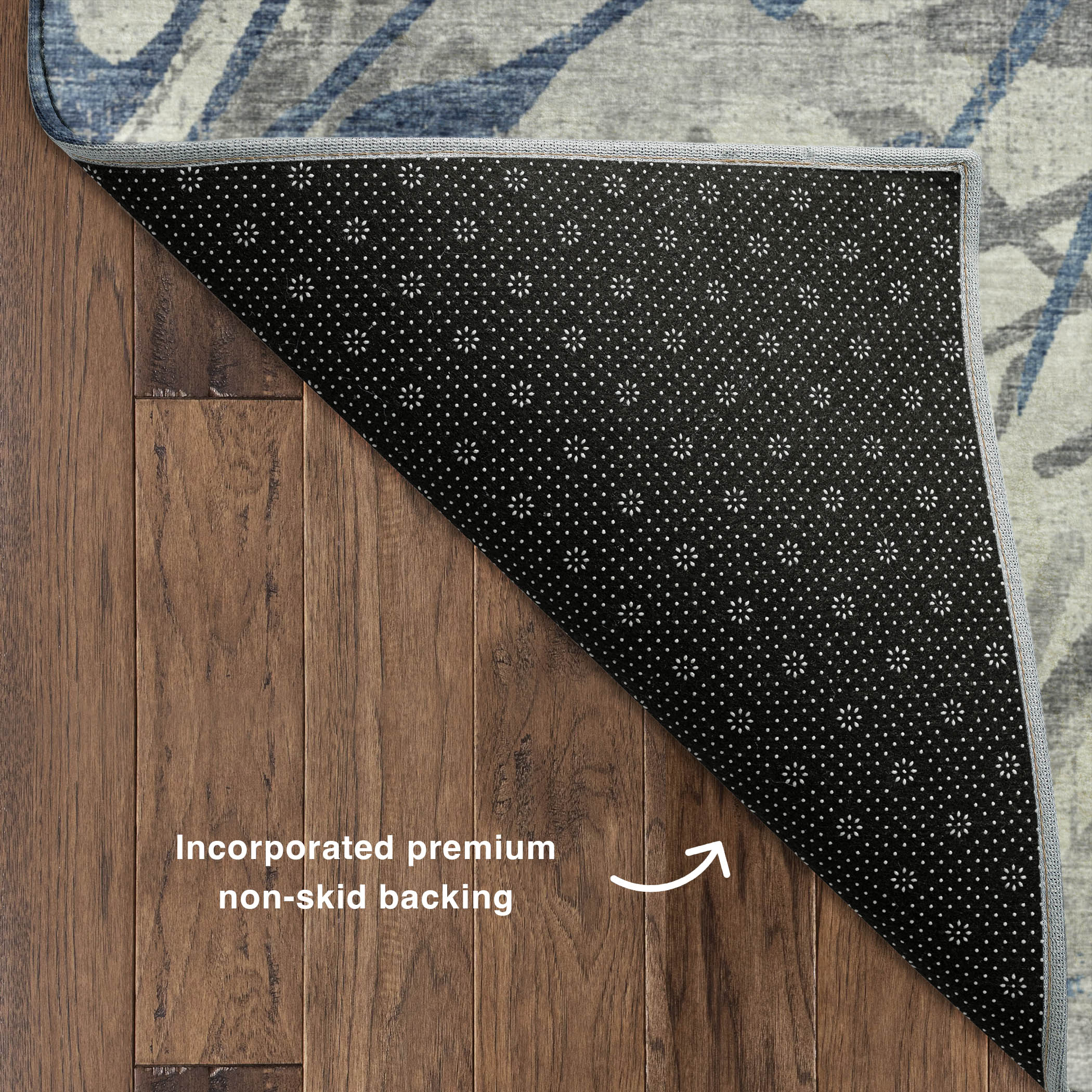 Luxury Machine Washable Indoor/Outdoor Casual BR6 Cobalt Gray Rug 1'8" x 2'6" #shape_Rectangle