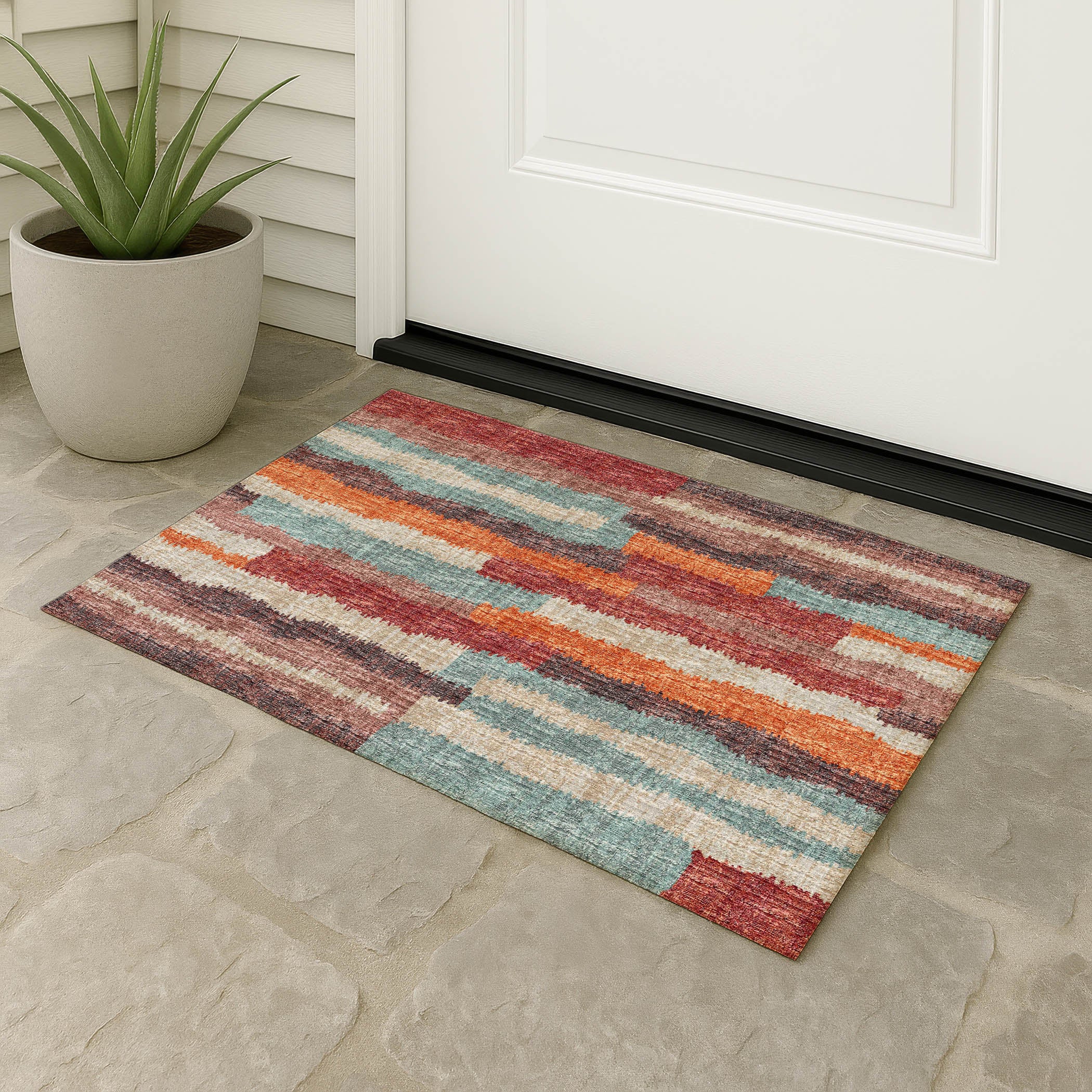 Luxury Machine Washable Indoor/Outdoor Casual BR7 Canyon Orange Rug 1'8" x 2'6" #shape_Rectangle