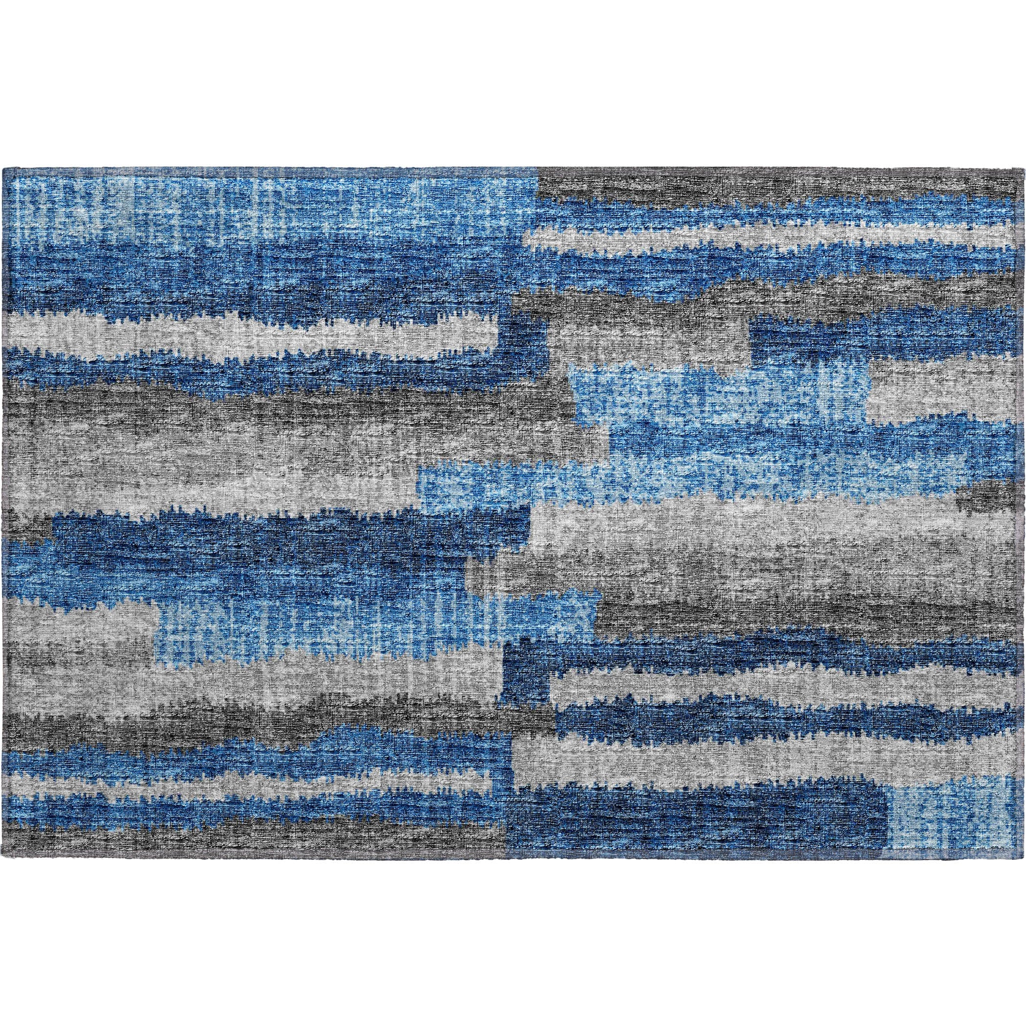 Luxury Machine Washable Indoor/Outdoor Casual BR7 Navy Blue Rug 1'8" x 2'6" #shape_Rectangle