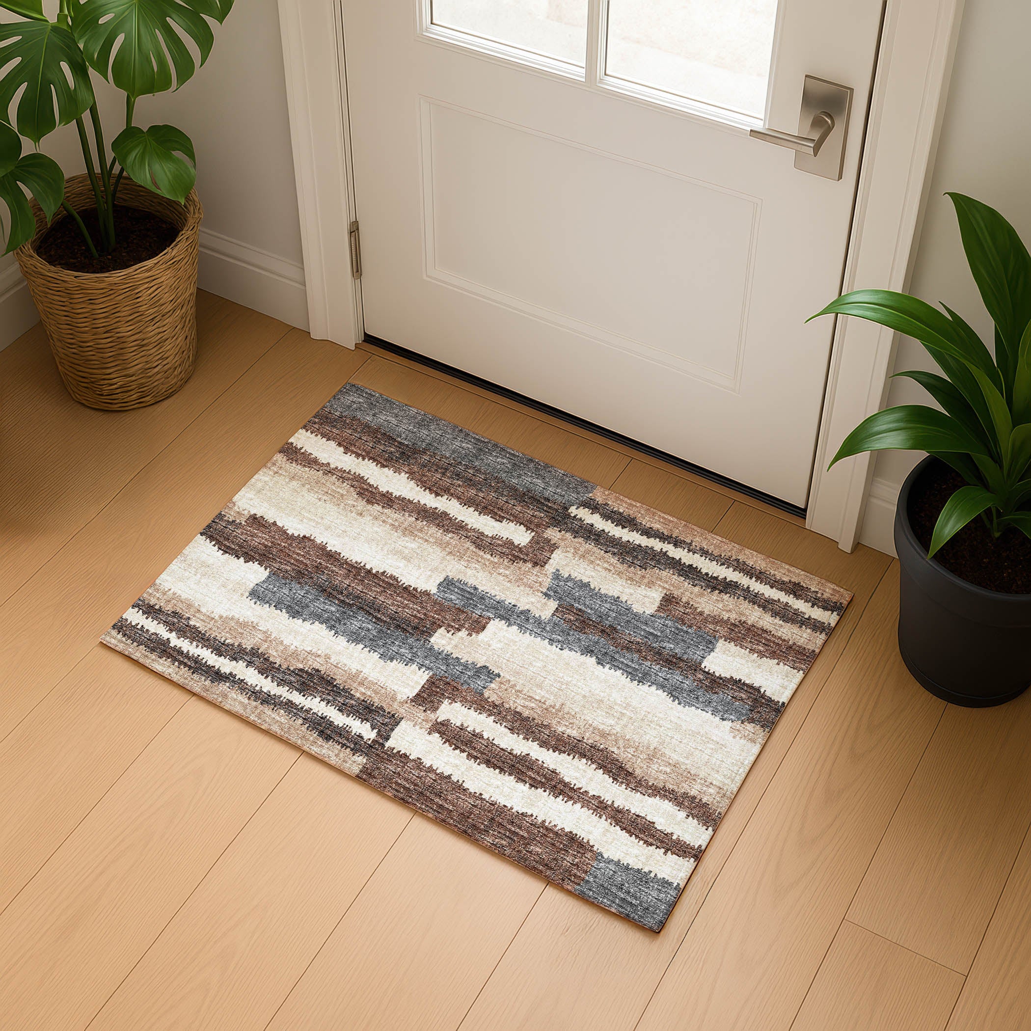 Luxury Machine Washable Indoor/Outdoor Casual BR7 Sable Brown Rug 1'8" x 2'6" #shape_Rectangle