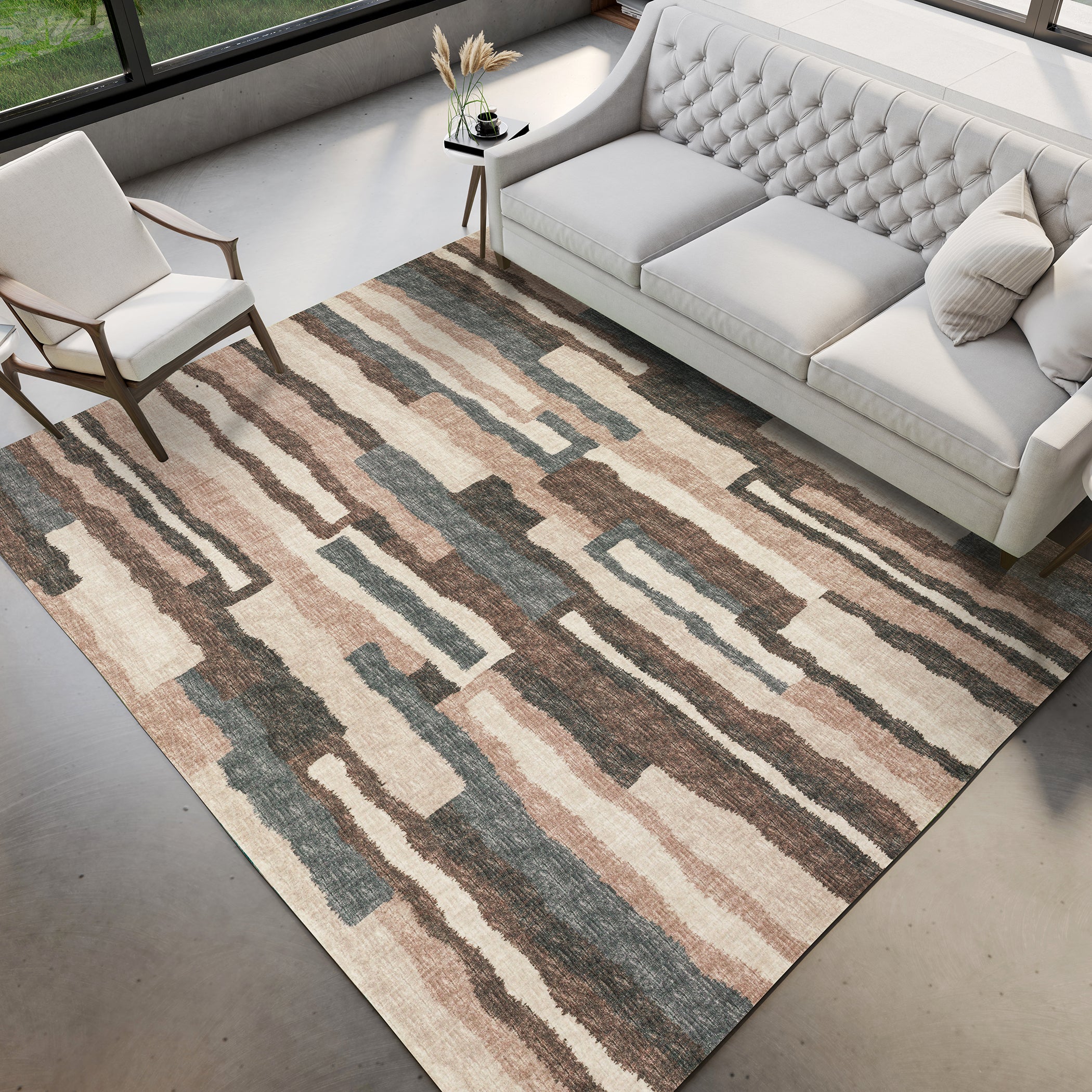Luxury Machine Washable Indoor/Outdoor Casual BR7 Sable Brown Rug 3' x 5' #shape_Rectangle