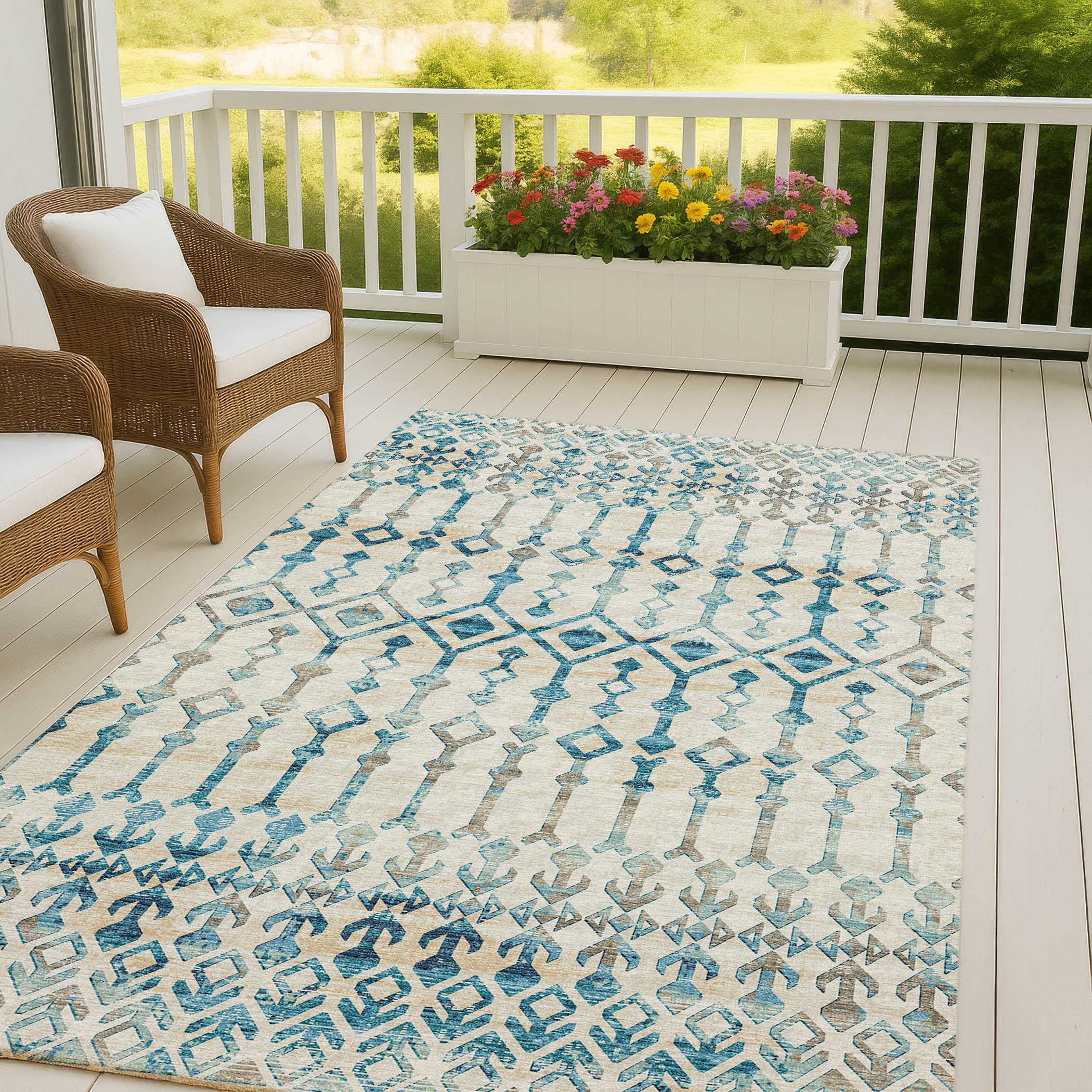Luxury Machine Washable Indoor/Outdoor Casual BR8 Linen Ivory Rug 3' x 5' #shape_Rectangle