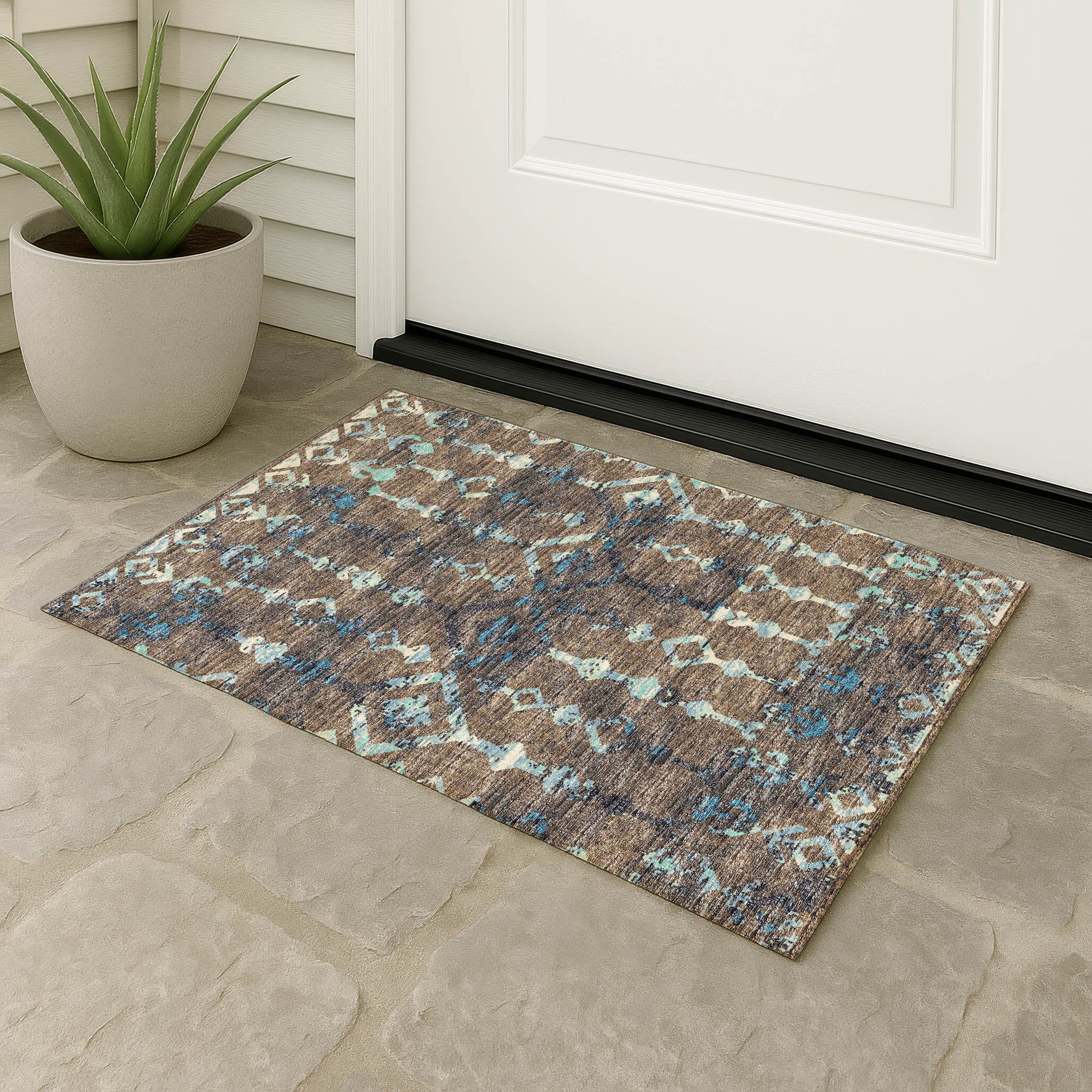 Luxury Machine Washable Indoor/Outdoor Casual BR8 Sable Brown Rug 1'8" x 2'6" #shape_Rectangle
