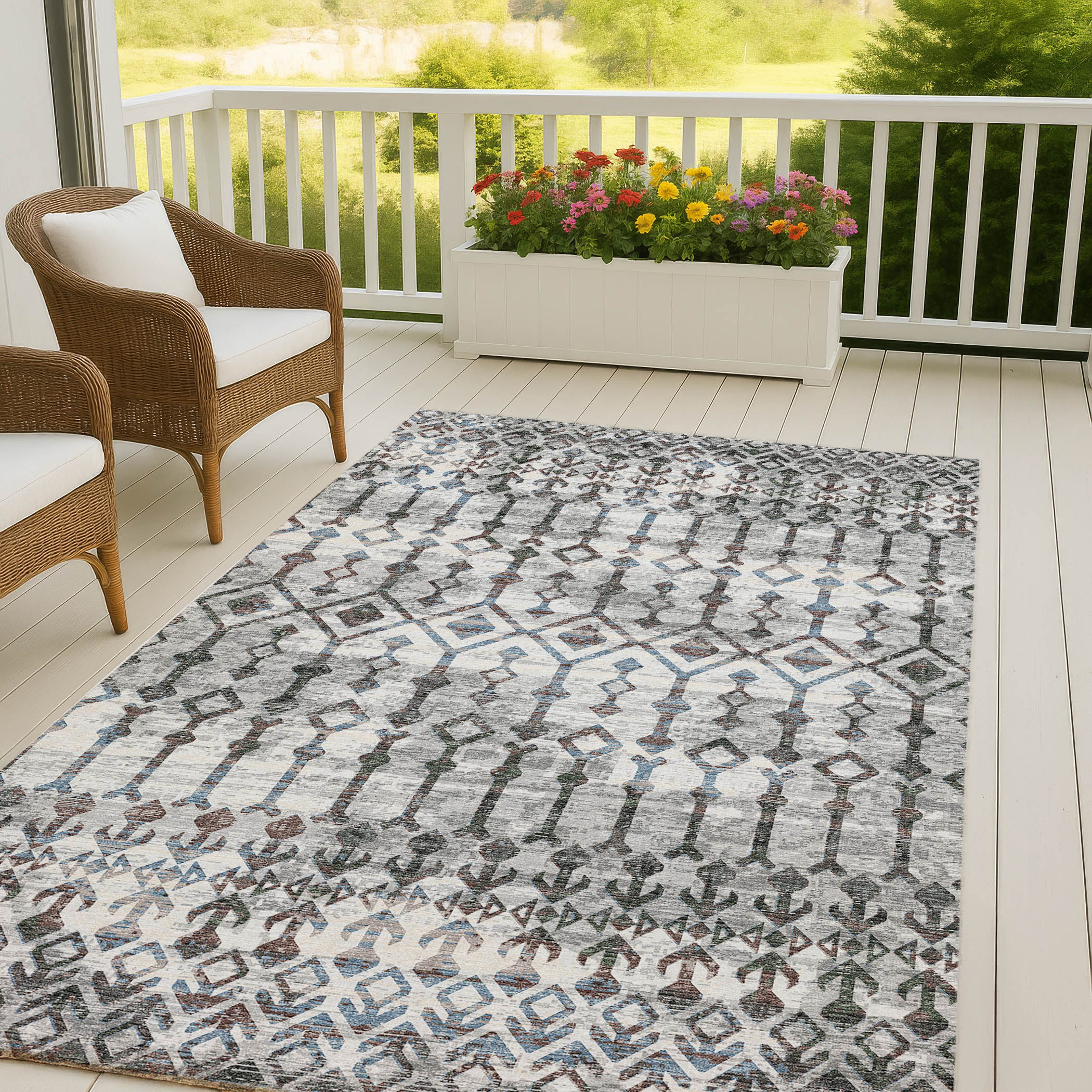 Luxury Machine Washable Indoor/Outdoor Casual BR8 Silver Gray Rug 3' x 5' #shape_Rectangle