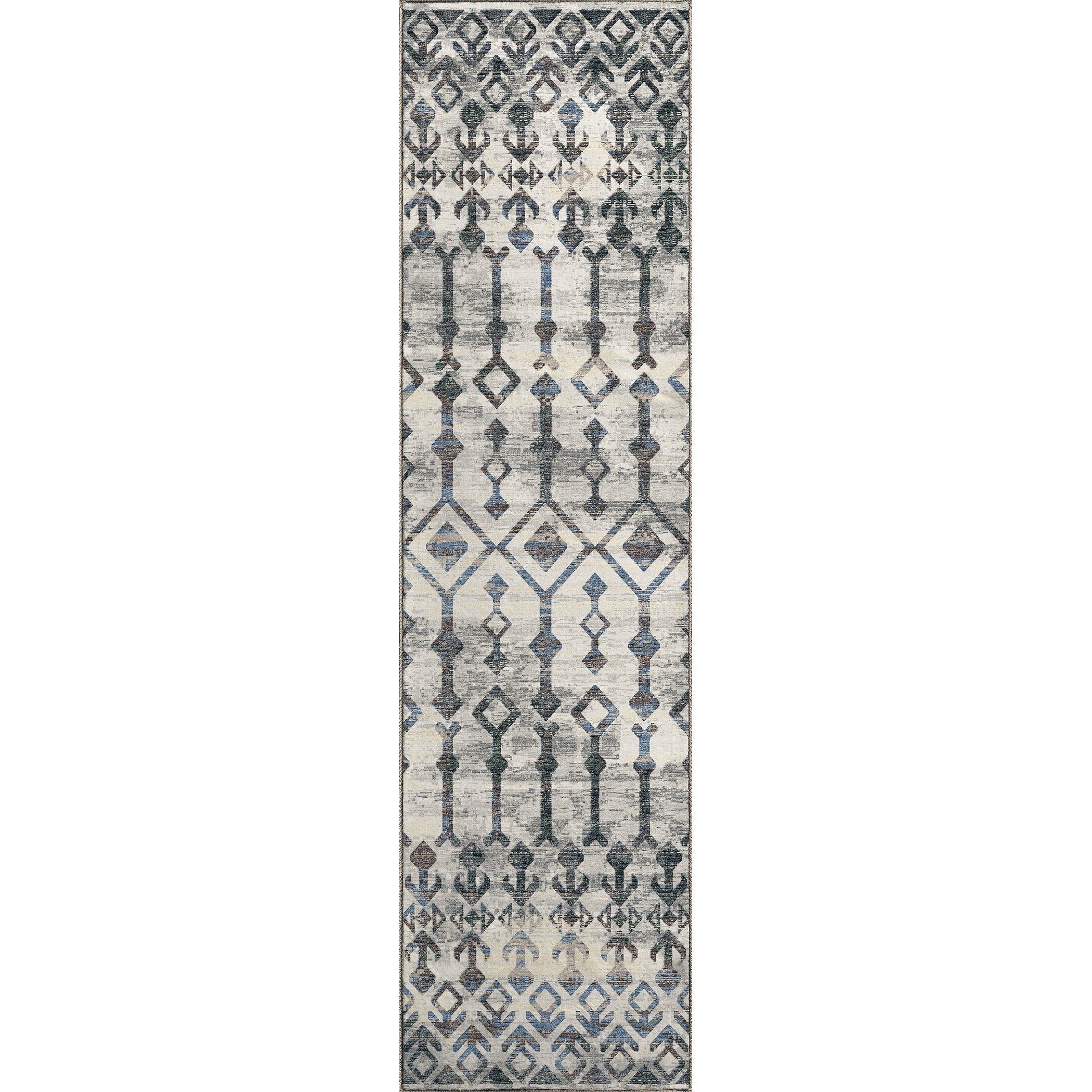 Luxury Machine Washable Indoor/Outdoor Casual BR8 Silver Gray Rug 2'3" x 7'6" #shape_Runner