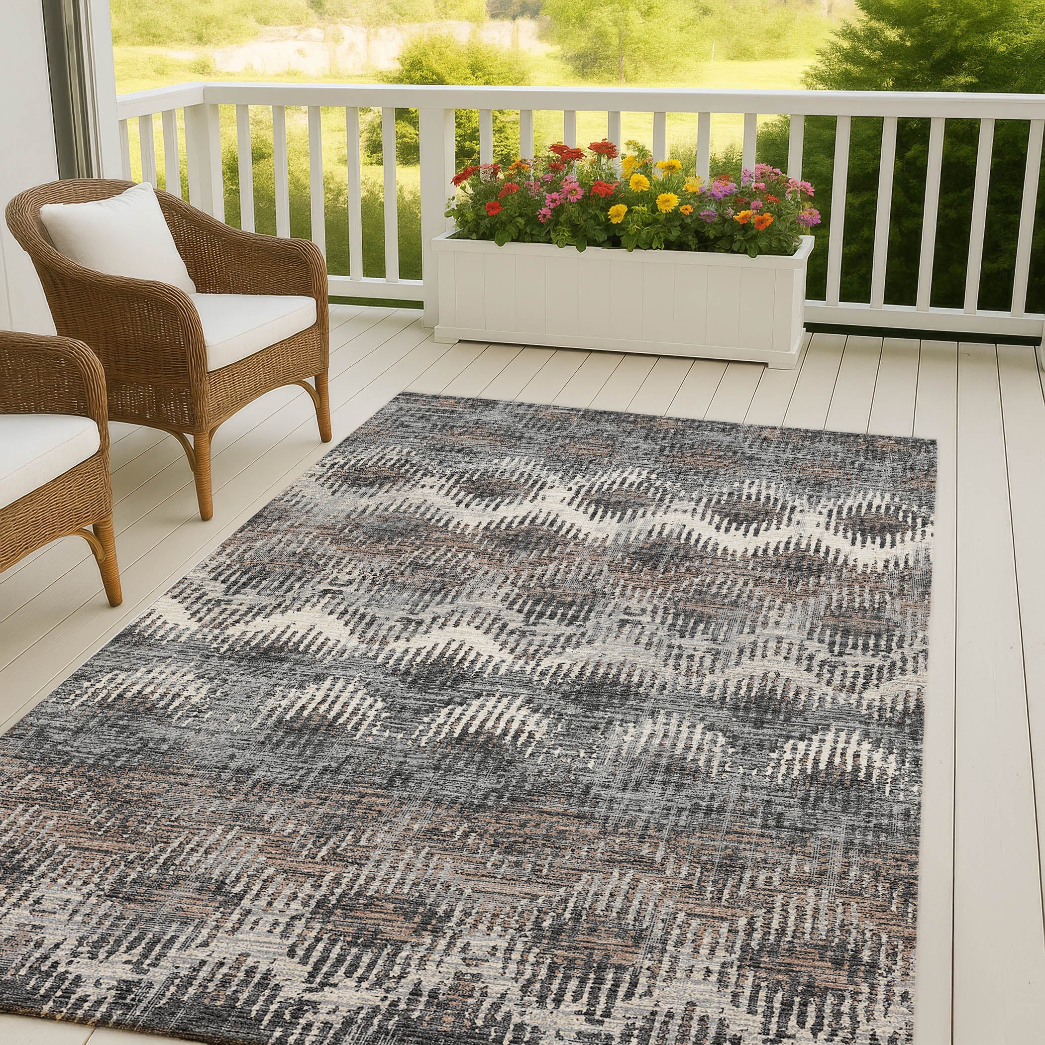 Luxury Machine Washable Indoor/Outdoor Casual BR9 Midnight Black Rug 3' x 5' #shape_Rectangle