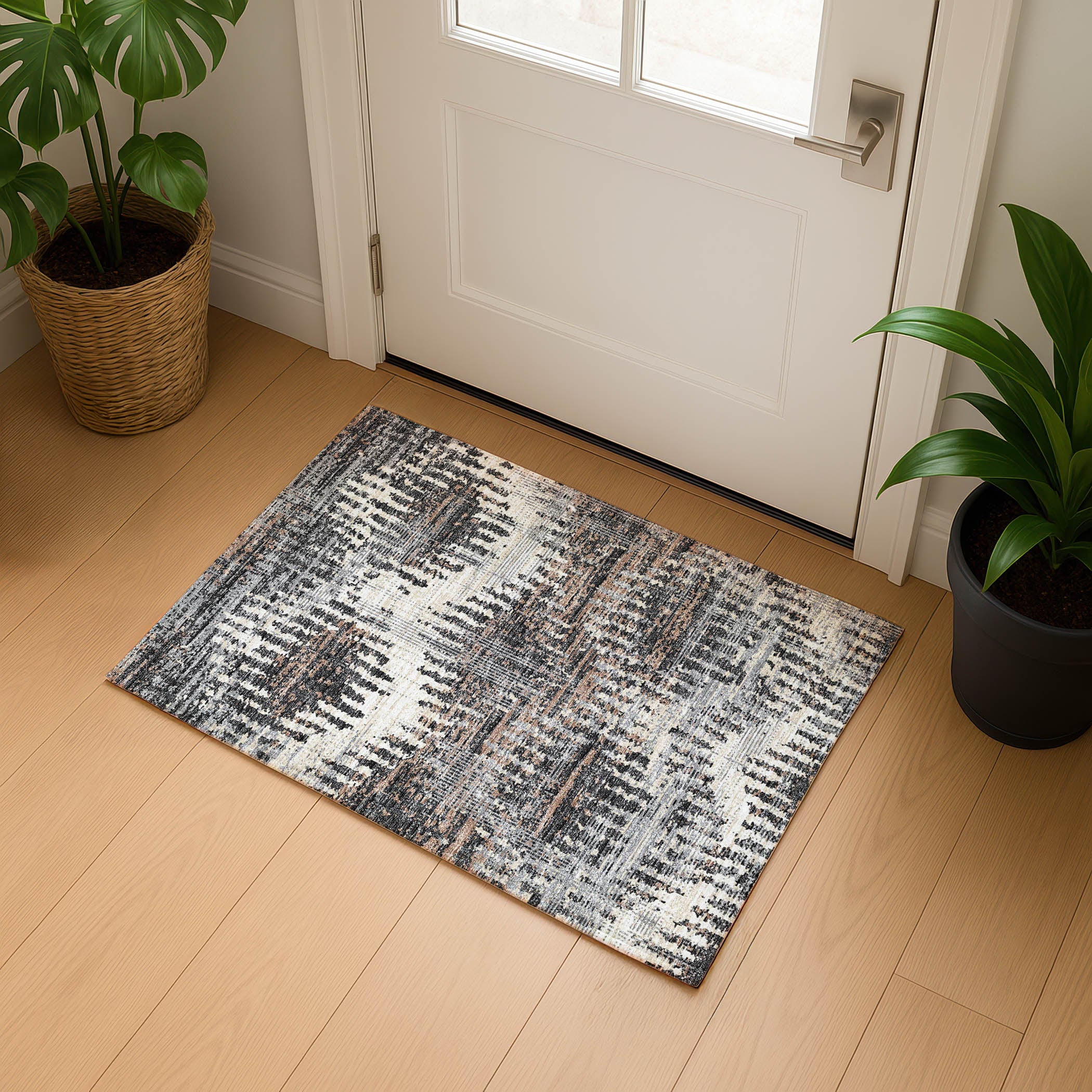 Luxury Machine Washable Indoor/Outdoor Casual BR9 Midnight Black Rug 1'8" x 2'6" #shape_Rectangle