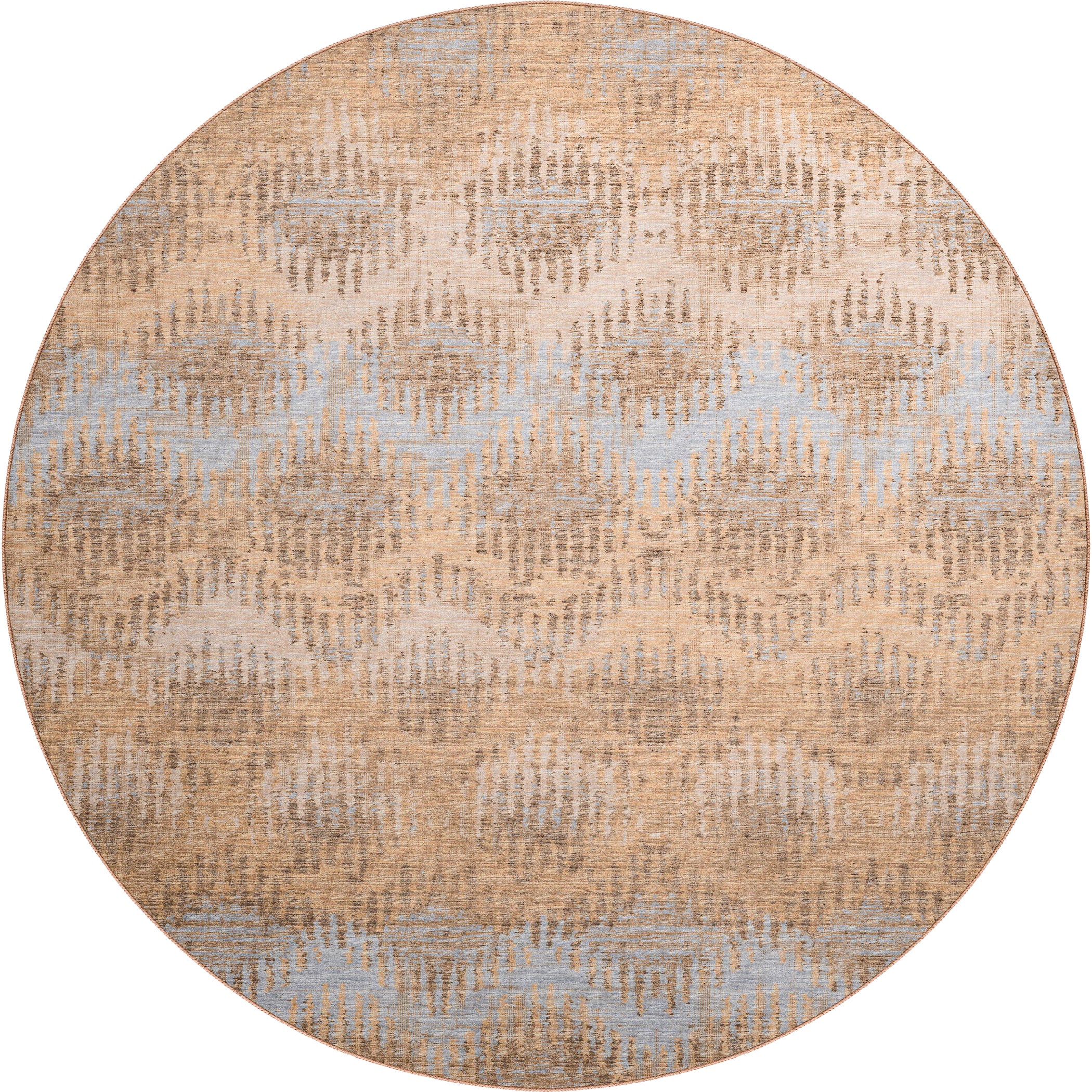 Luxury Machine Washable Indoor/Outdoor Casual BR9 Sandstone Brown Rug 8' x 8' #shape_Round