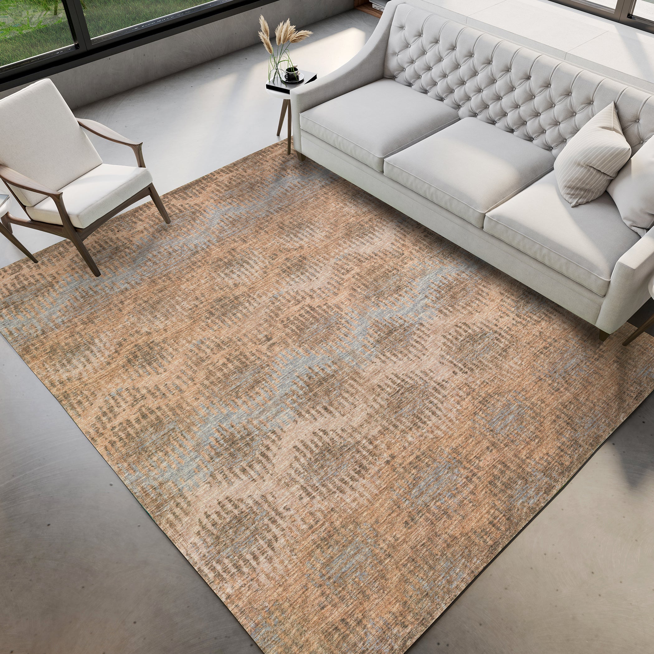 Luxury Machine Washable Indoor/Outdoor Casual BR9 Sandstone Brown Rug 3' x 5' #shape_Rectangle