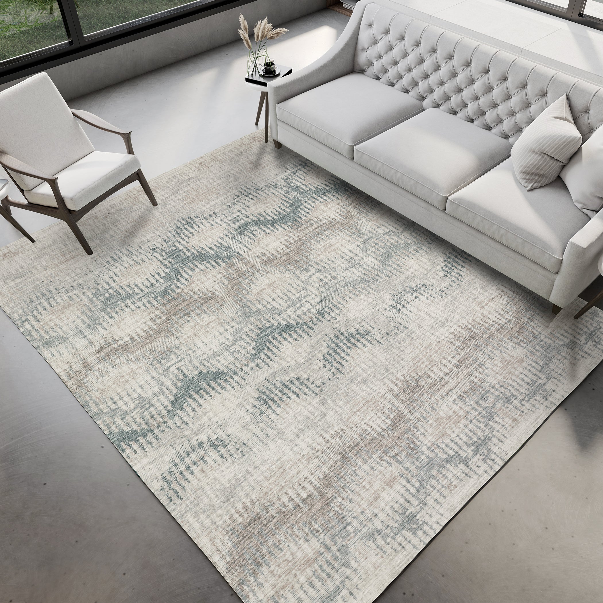 Luxury Machine Washable Indoor/Outdoor Casual BR9 Seascape Brown Rug 3' x 5' #shape_Rectangle