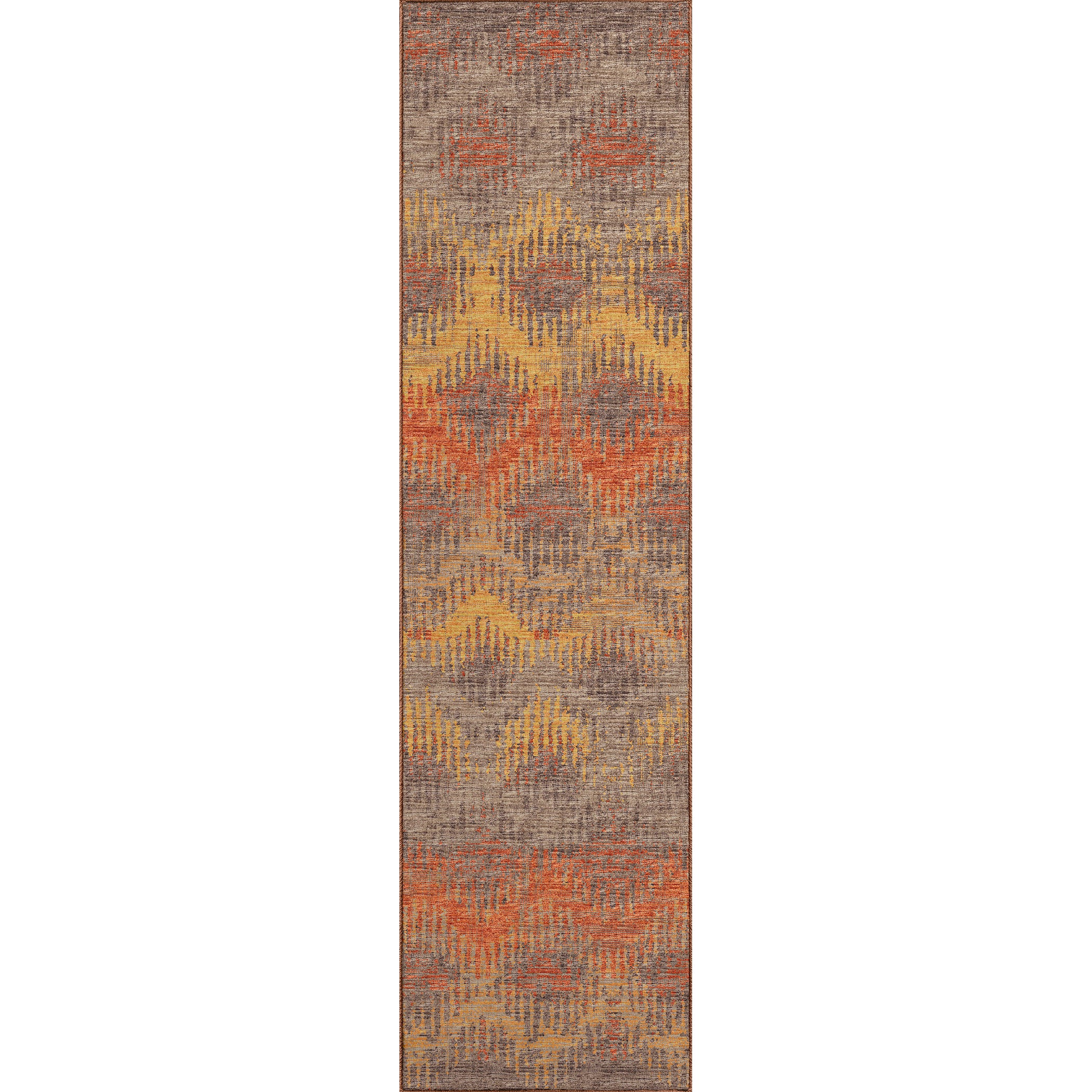 Luxury Machine Washable Indoor/Outdoor Casual BR9 Sunset Orange Rug 2'3" x 7'6" #shape_Runner