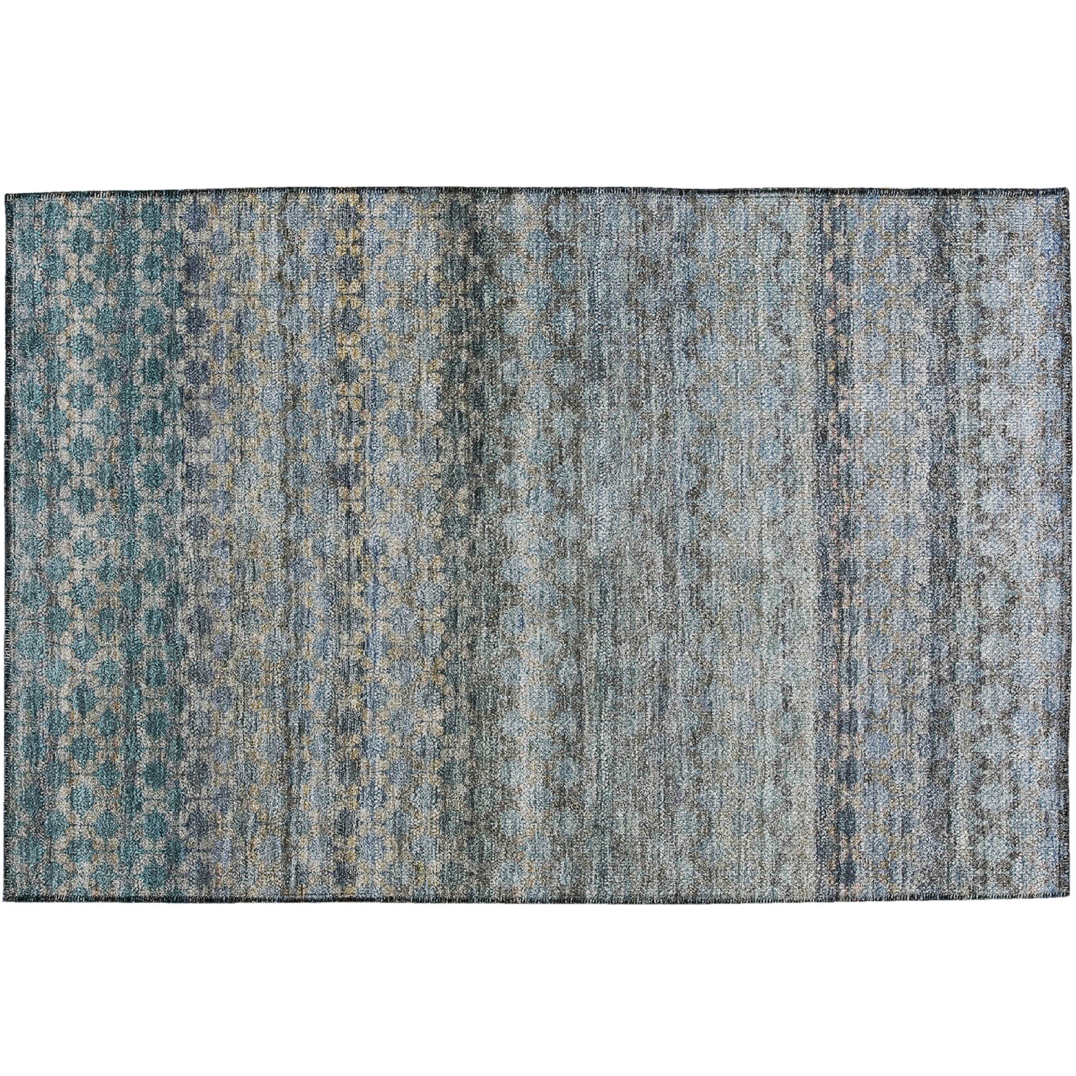 Luxury Washable Indoor/Outdoor Transitional BU6 Blue Rug 1'8" x 2'6" #shape_Rectangle