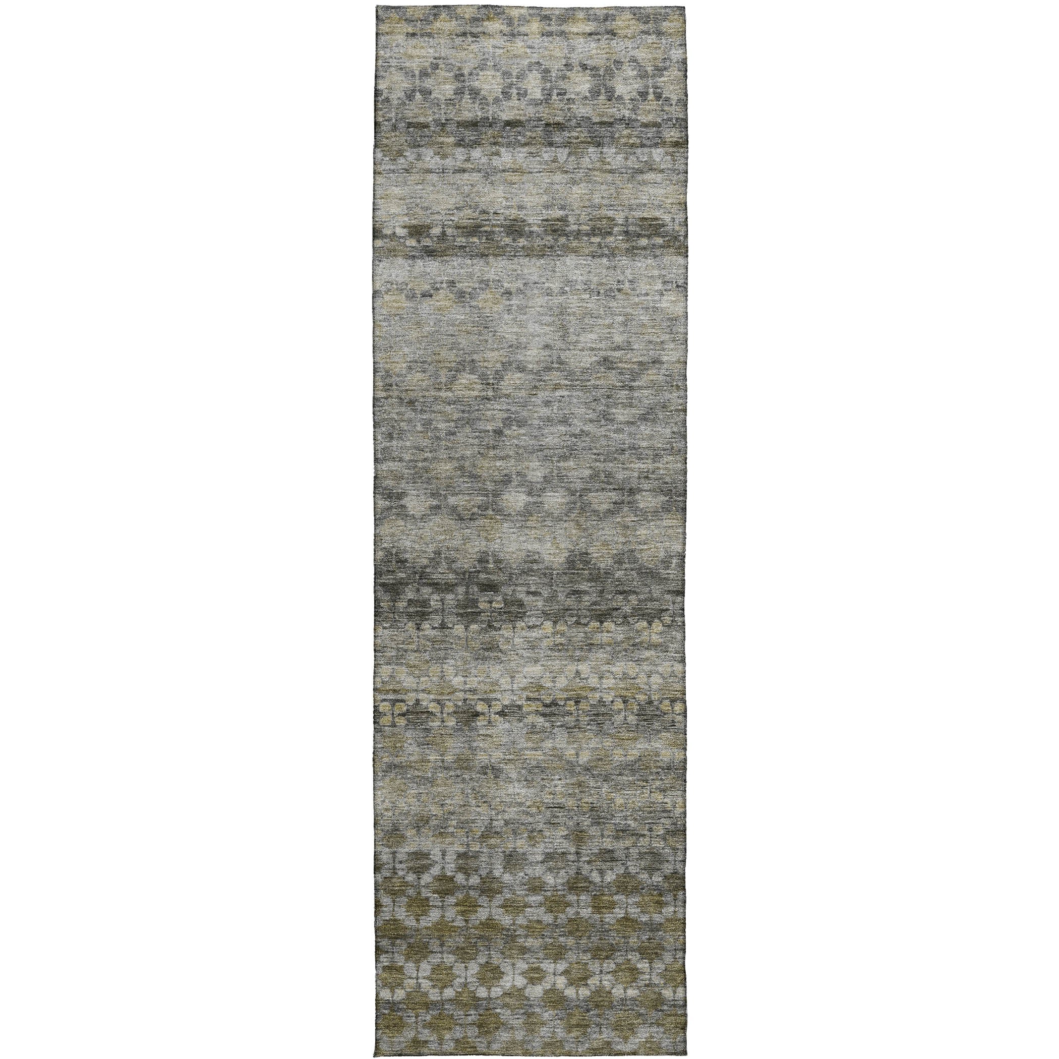 Luxury Washable Indoor/Outdoor Transitional BU6 Pewter Gray Rug 2'3" x 7'6" #shape_Runner