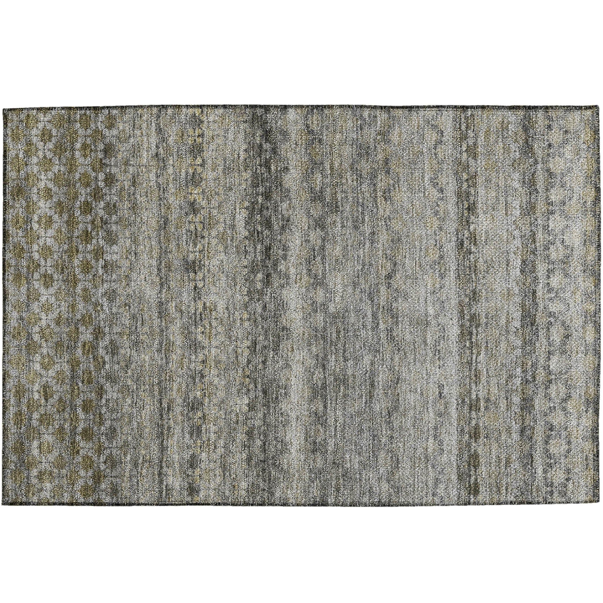 Luxury Washable Indoor/Outdoor Transitional BU6 Pewter Gray Rug 1'8" x 2'6" #shape_Rectangle