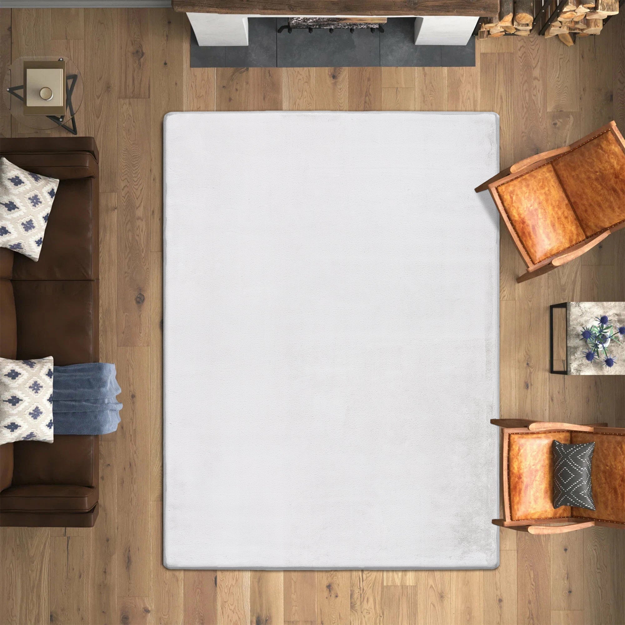 White Plush Machine Washable Area Rug
