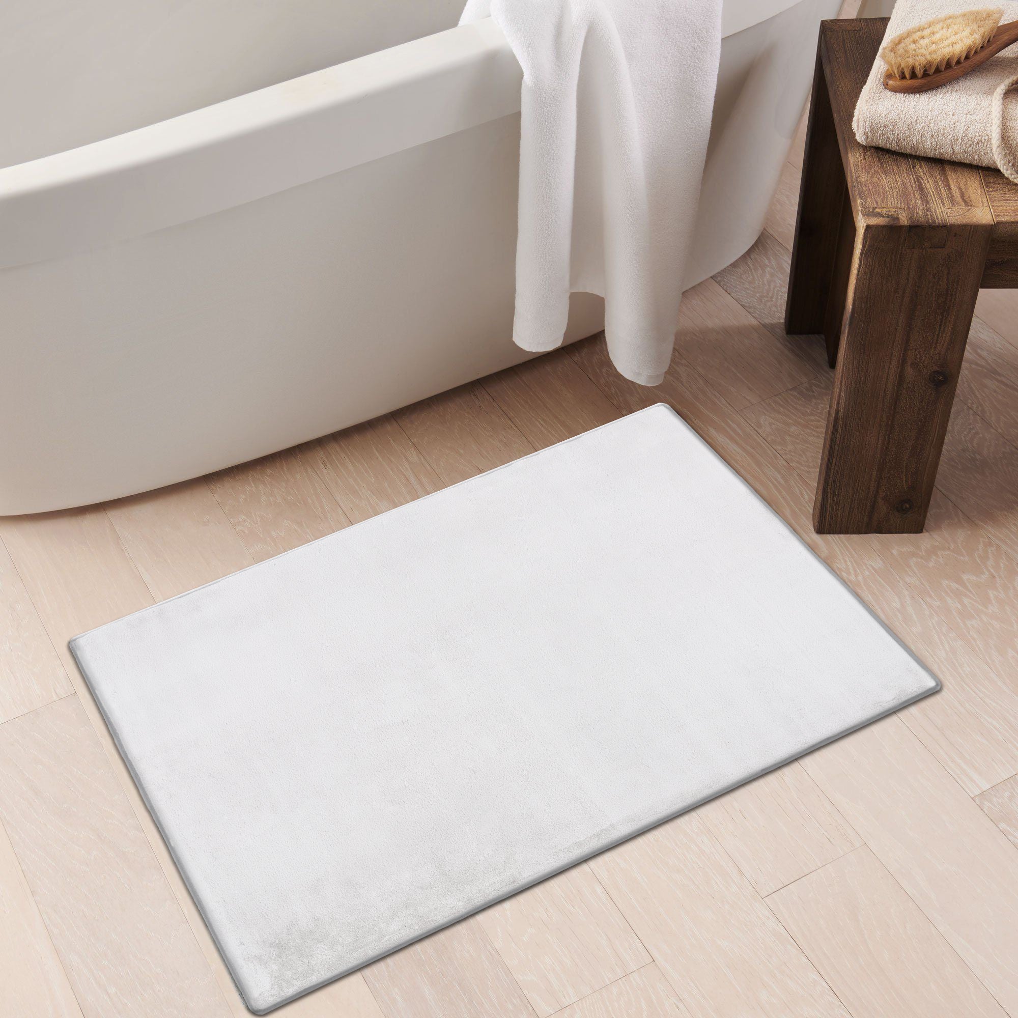 White Plush Machine Washable Area Rug