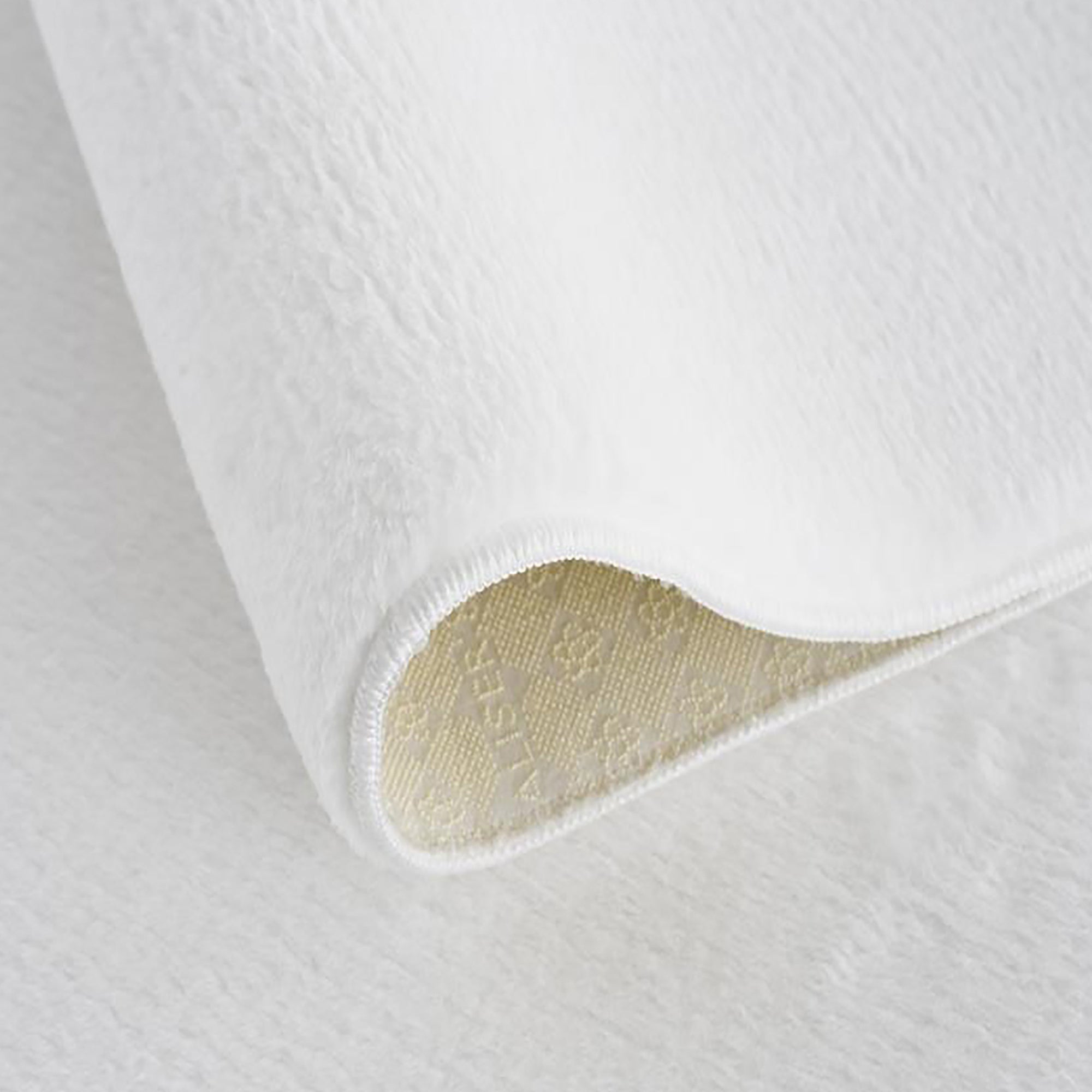 White Plush Machine Washable Area Rug