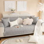 Geometric Textured Cotton Quilted Sofa Cover, Non-Slip Washable Couch Protector