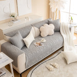 Geometric Textured Cotton Quilted Sofa Cover, Non-Slip Washable Couch Protector