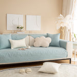 Geometric Textured Cotton Quilted Sofa Cover, Non-Slip Washable Couch Protector