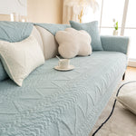 Geometric Textured Cotton Quilted Sofa Cover, Non-Slip Washable Couch Protector