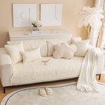 Geometric Textured Cotton Quilted Sofa Cover, Non-Slip Washable Couch Protector