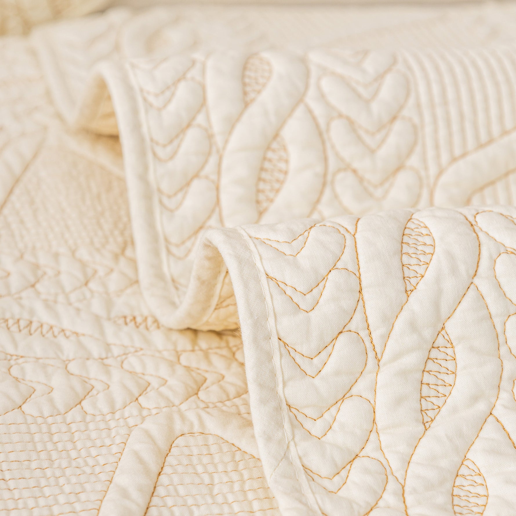 Geometric Textured Cotton Quilted Sofa Cover, Non-Slip Washable Couch Protector