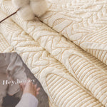 Geometric Textured Cotton Quilted Sofa Cover, Non-Slip Washable Couch Protector