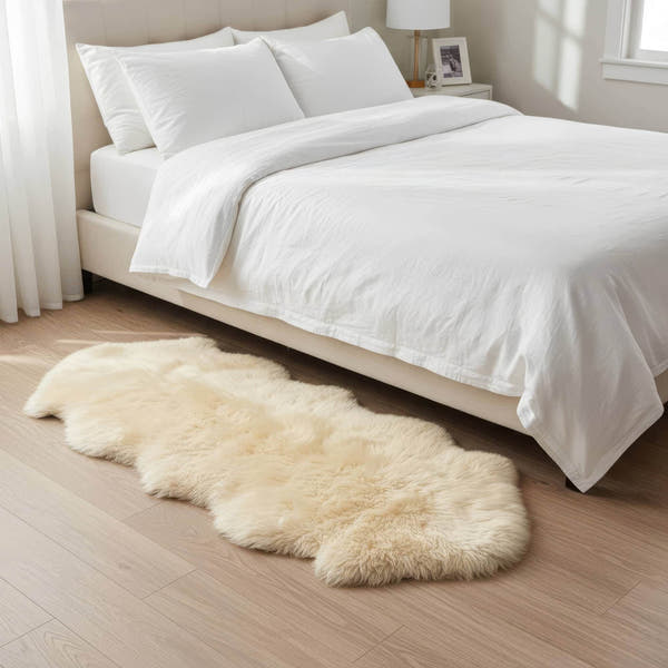 sheepskin cream 2x6 rug #Size_Double (2-Pelt) 2' x 6'