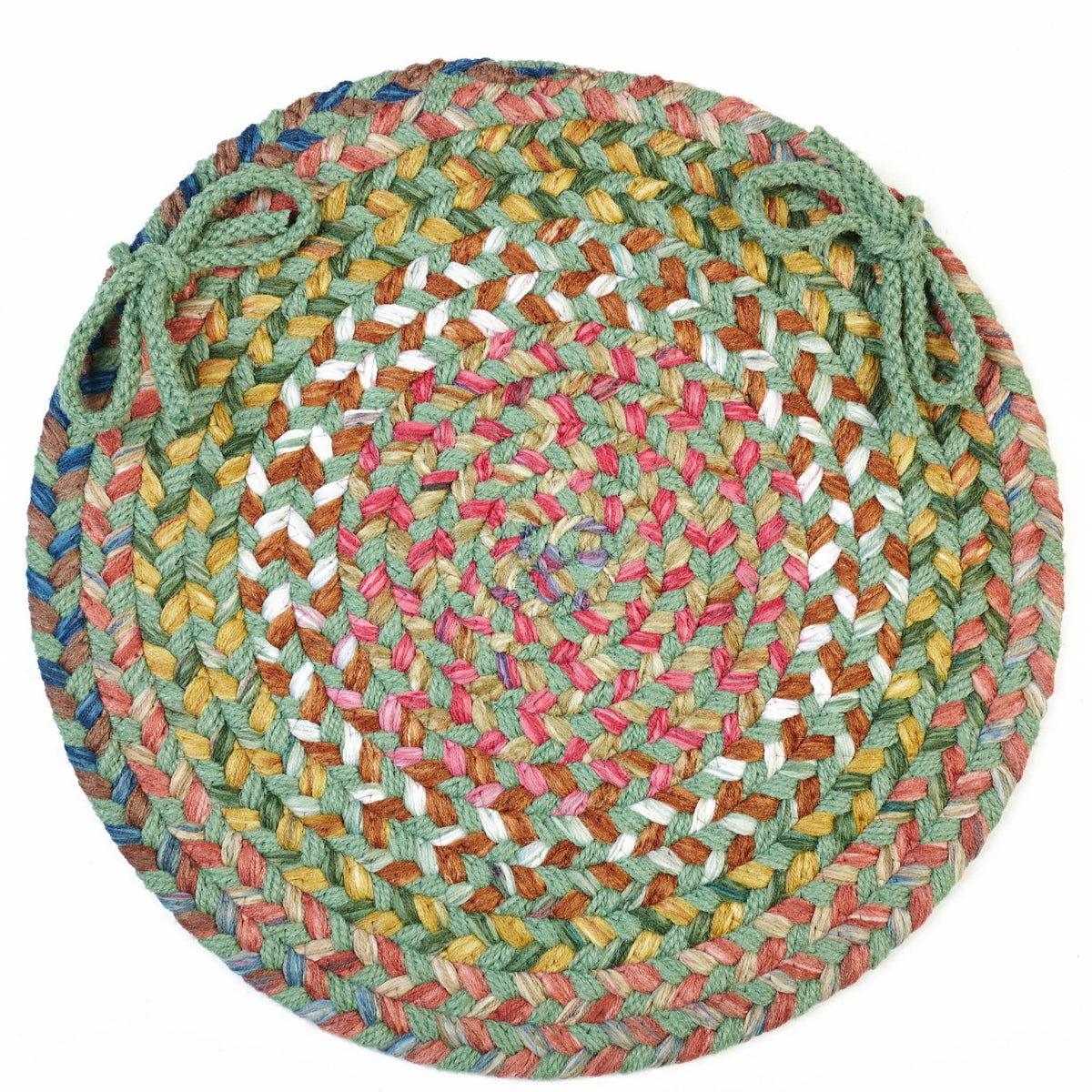 Gemstone Braided Chair Pad - Peridot - 15 inch round with ties