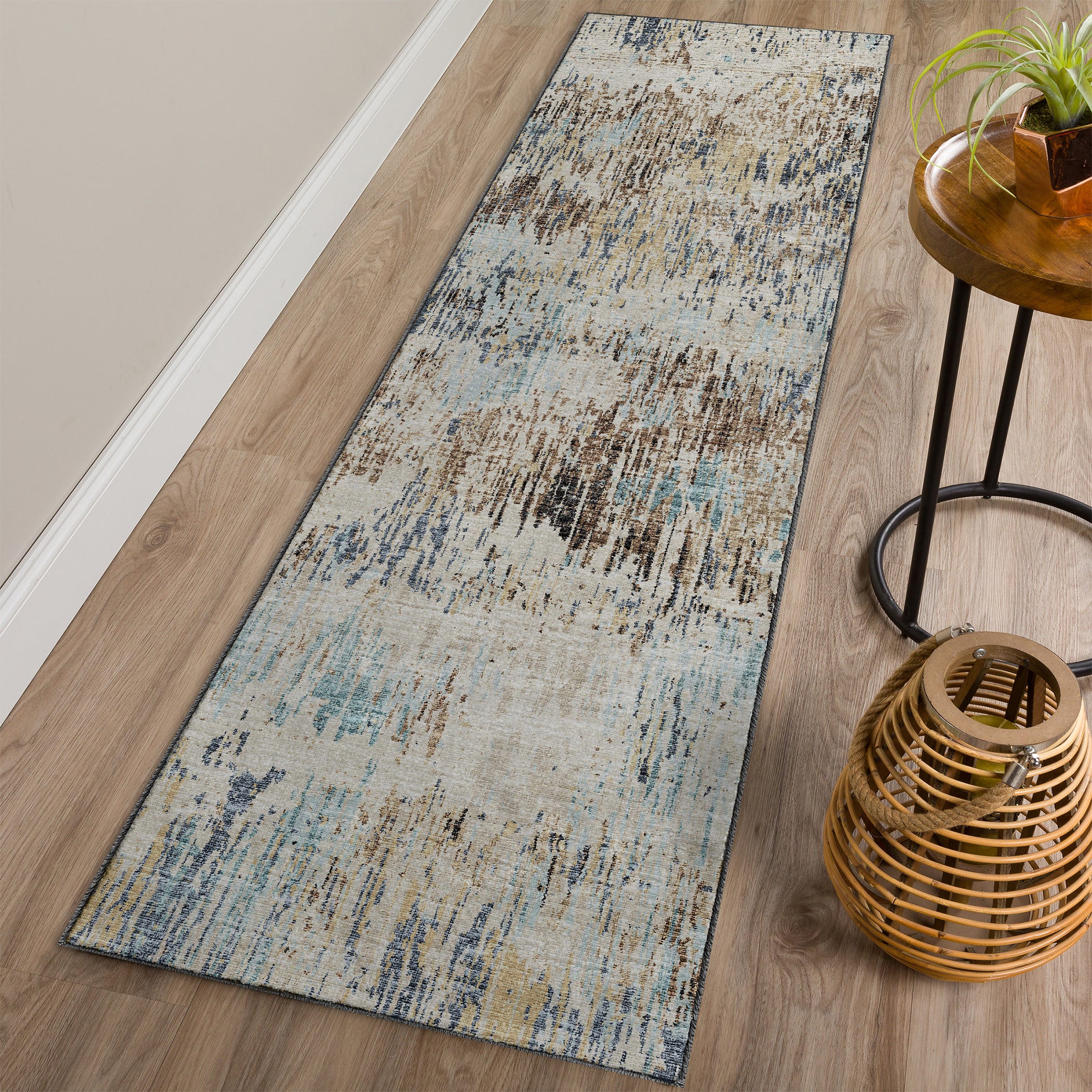 Luxury Machine Washable Indoor/Outdoor Transitional CM1 Driftwood Multi Rug 2'3" x 7'6" #shape_Runner