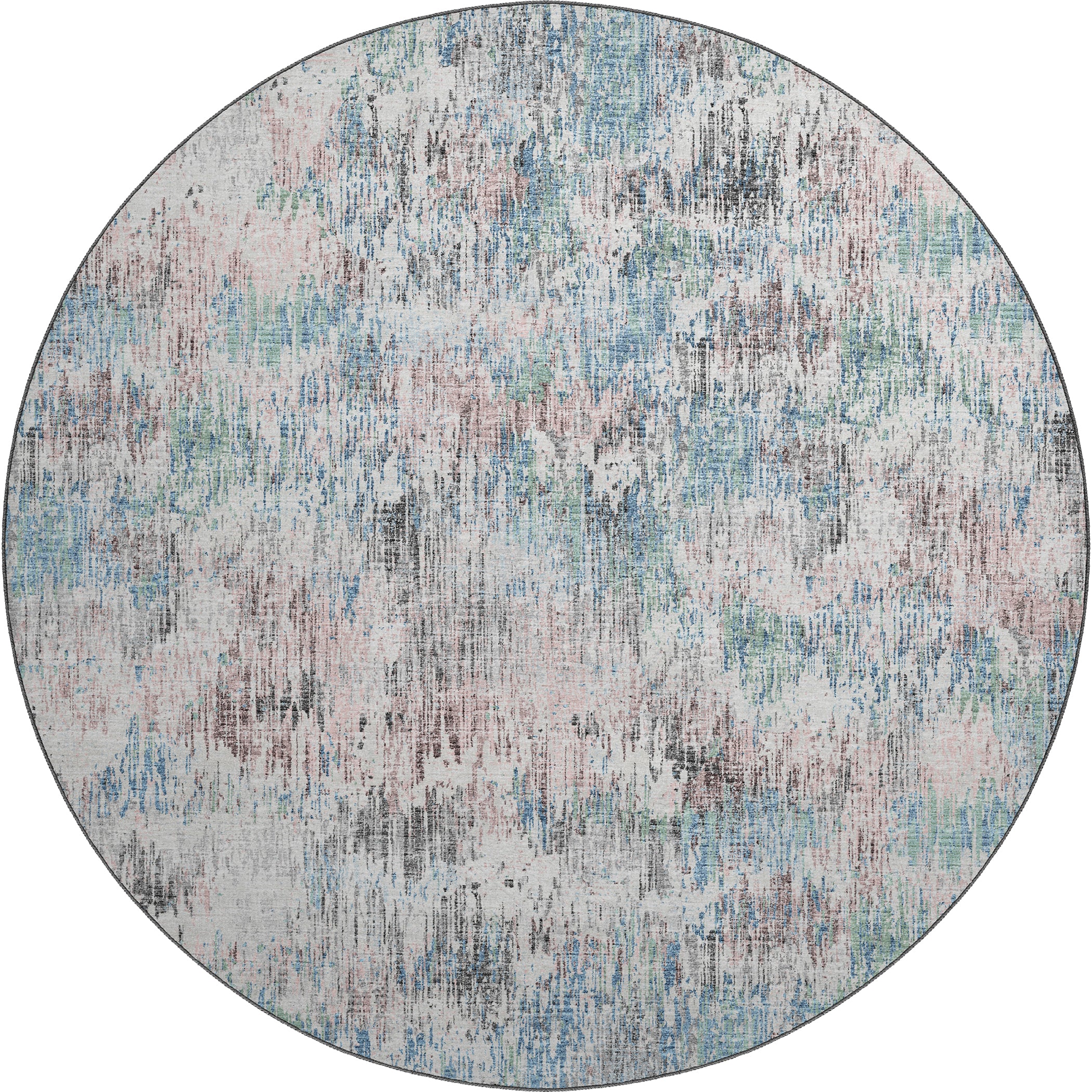Luxury Machine Washable Indoor/Outdoor Transitional CM1 Skydust Multi Rug 8' x 8' #shape_Round