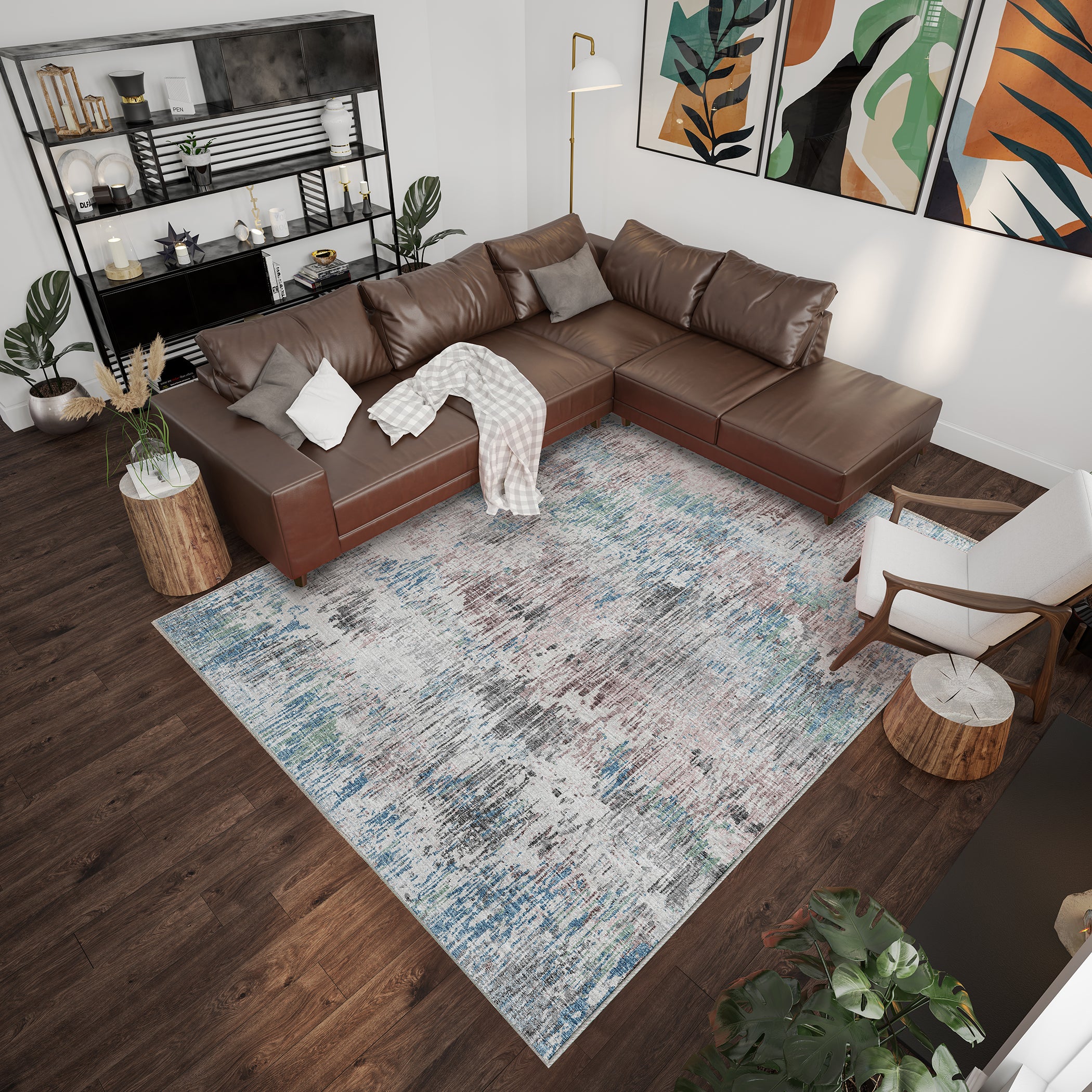 Luxury Machine Washable Indoor/Outdoor Transitional CM1 Skydust Multi Rug 3' x 5' #shape_Rectangle