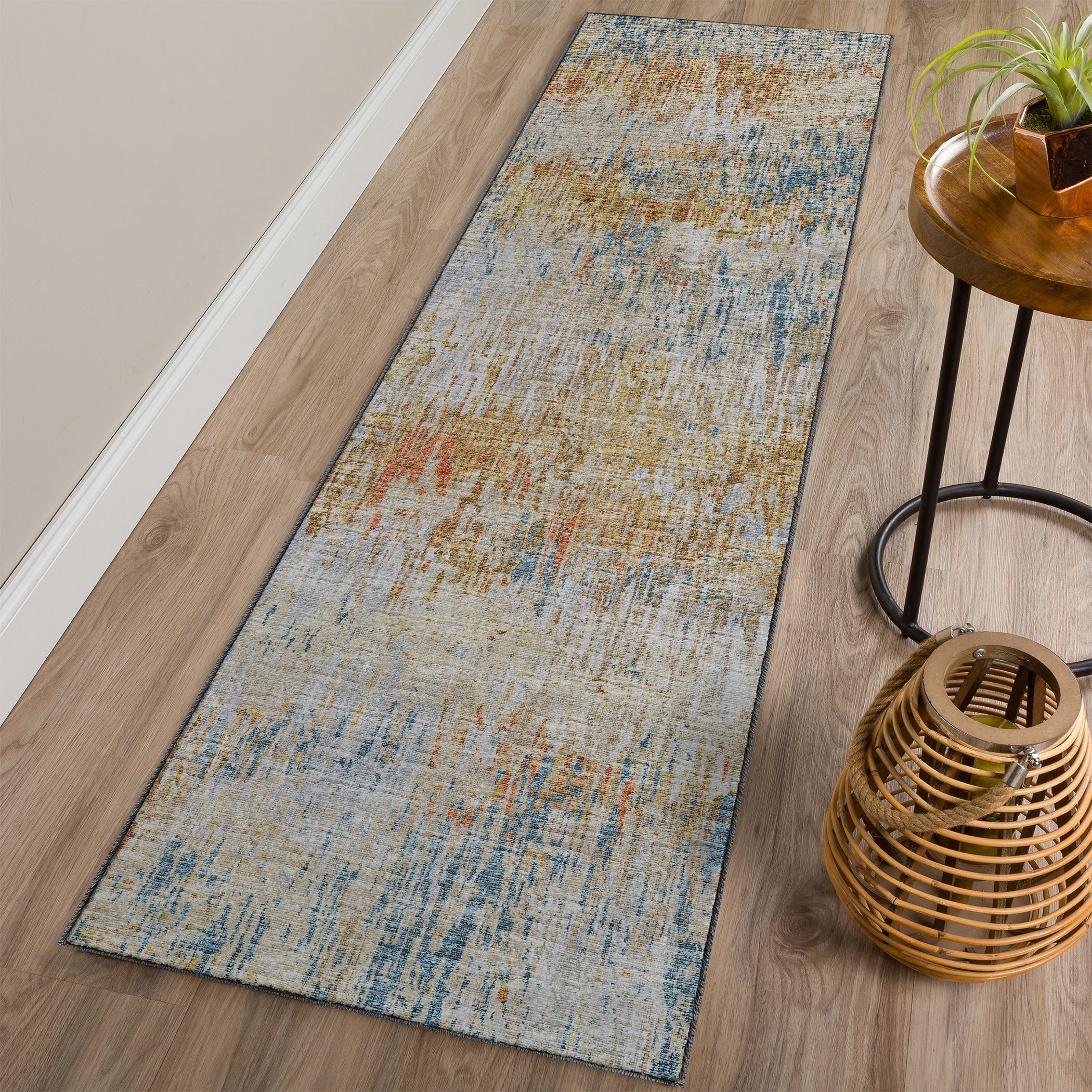 Luxury Machine Washable Indoor/Outdoor Transitional CM1 Sunset Multi Rug 2'3" x 7'6" #shape_Runner
