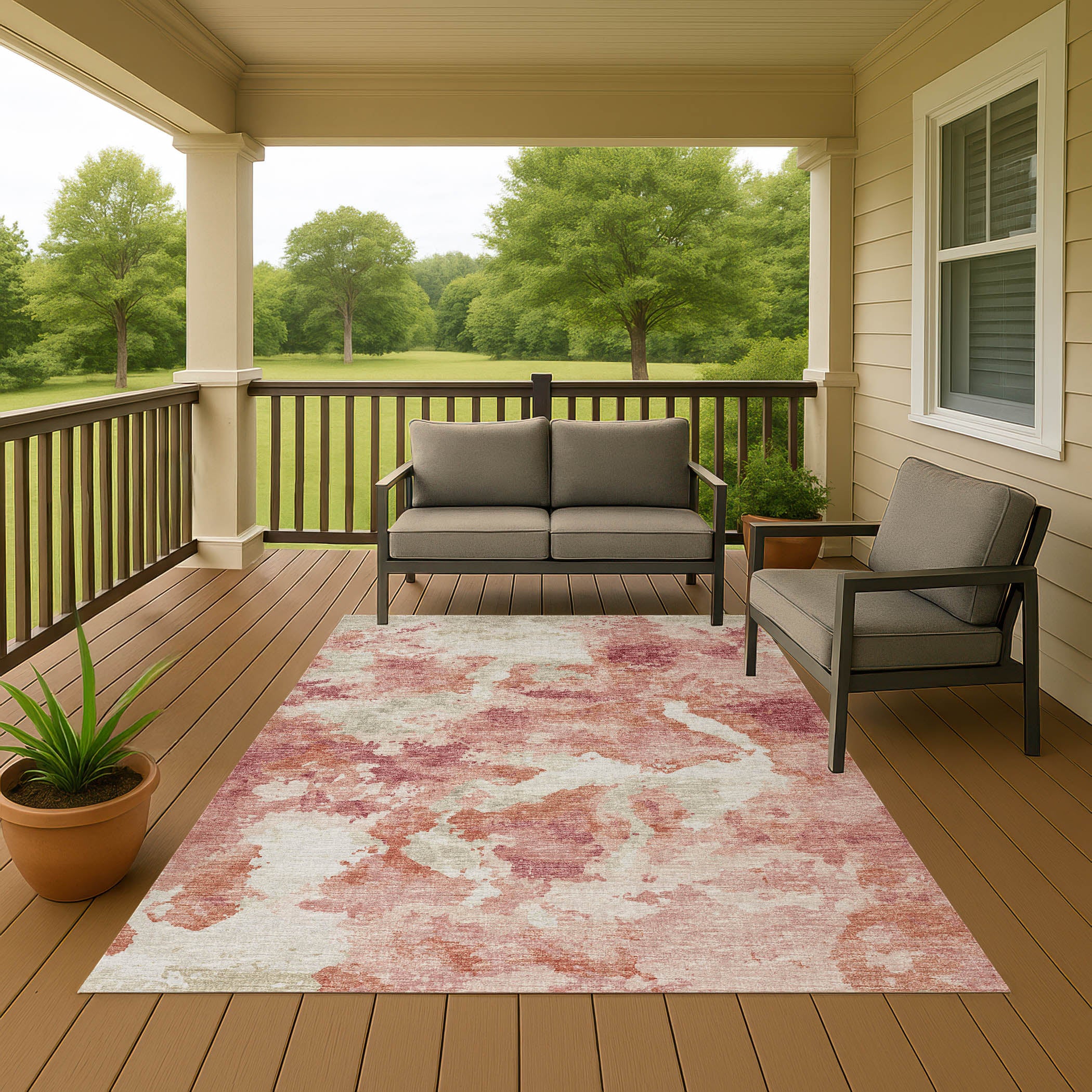 Luxury Machine Washable Indoor/Outdoor Transitional CM2 Blush Pink Rug 3' x 5' #shape_Rectangle