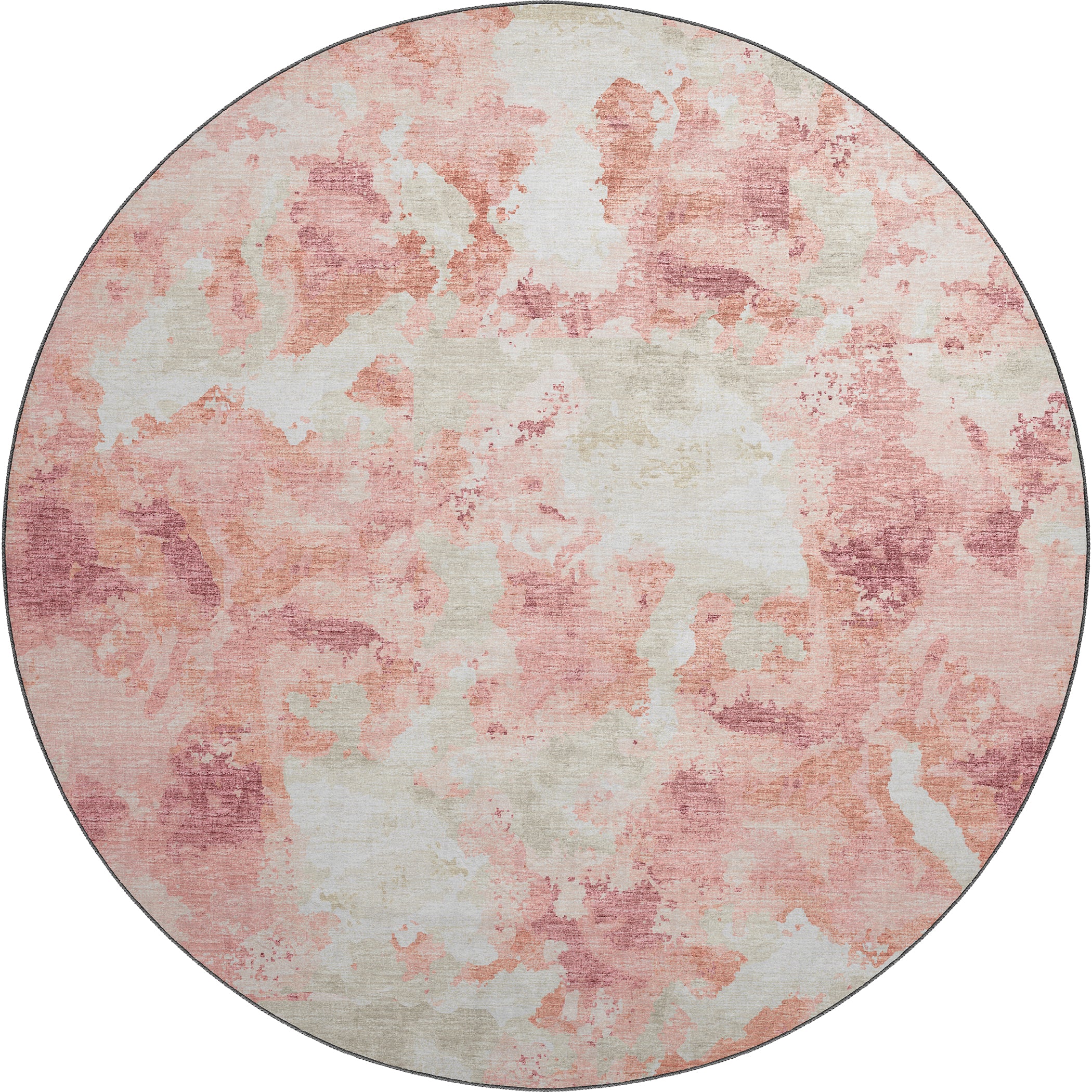 Luxury Machine Washable Indoor/Outdoor Transitional CM2 Blush Pink Rug 8' x 8' #shape_Round