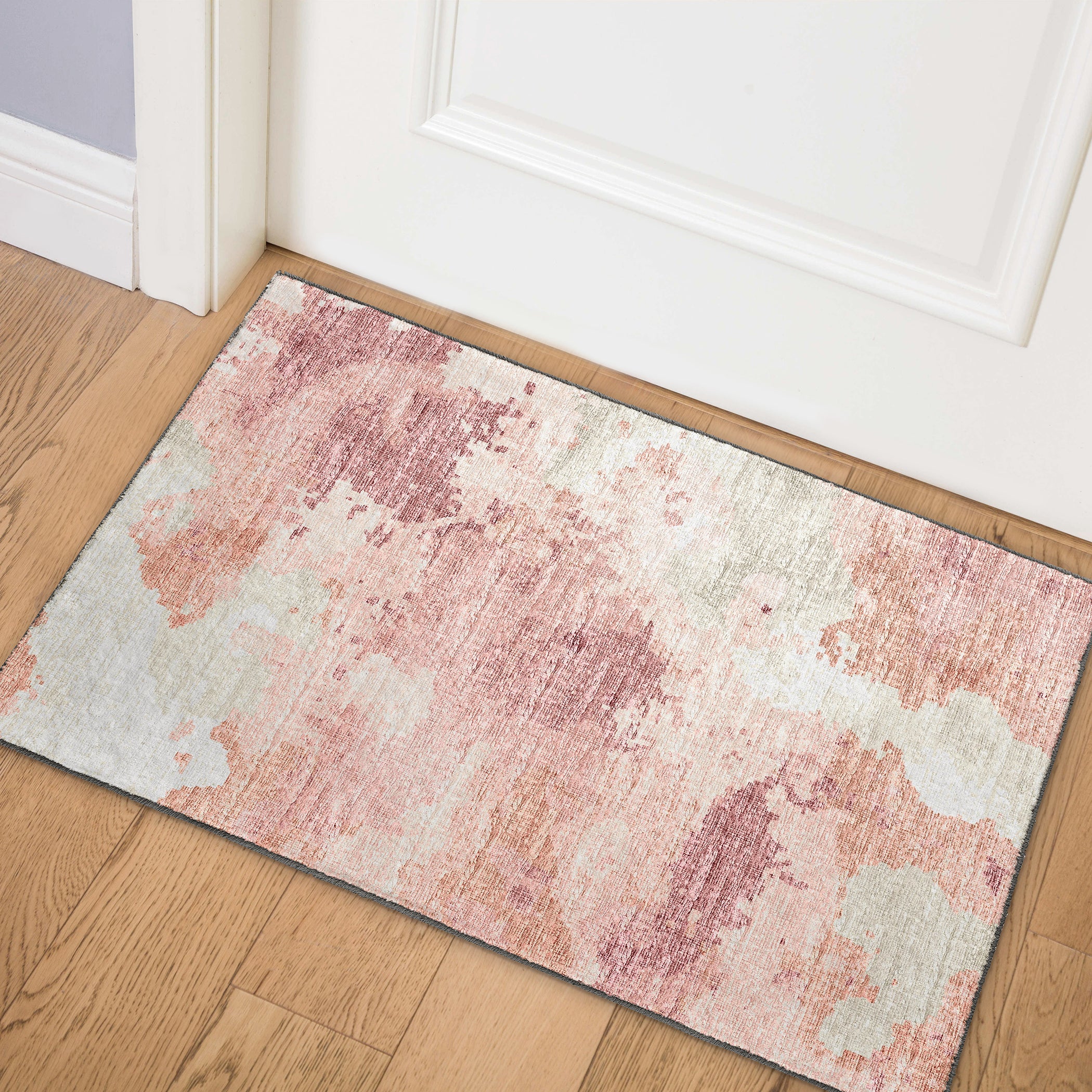 Luxury Machine Washable Indoor/Outdoor Transitional CM2 Blush Pink Rug 1'8" x 2'6" #shape_Rectangle
