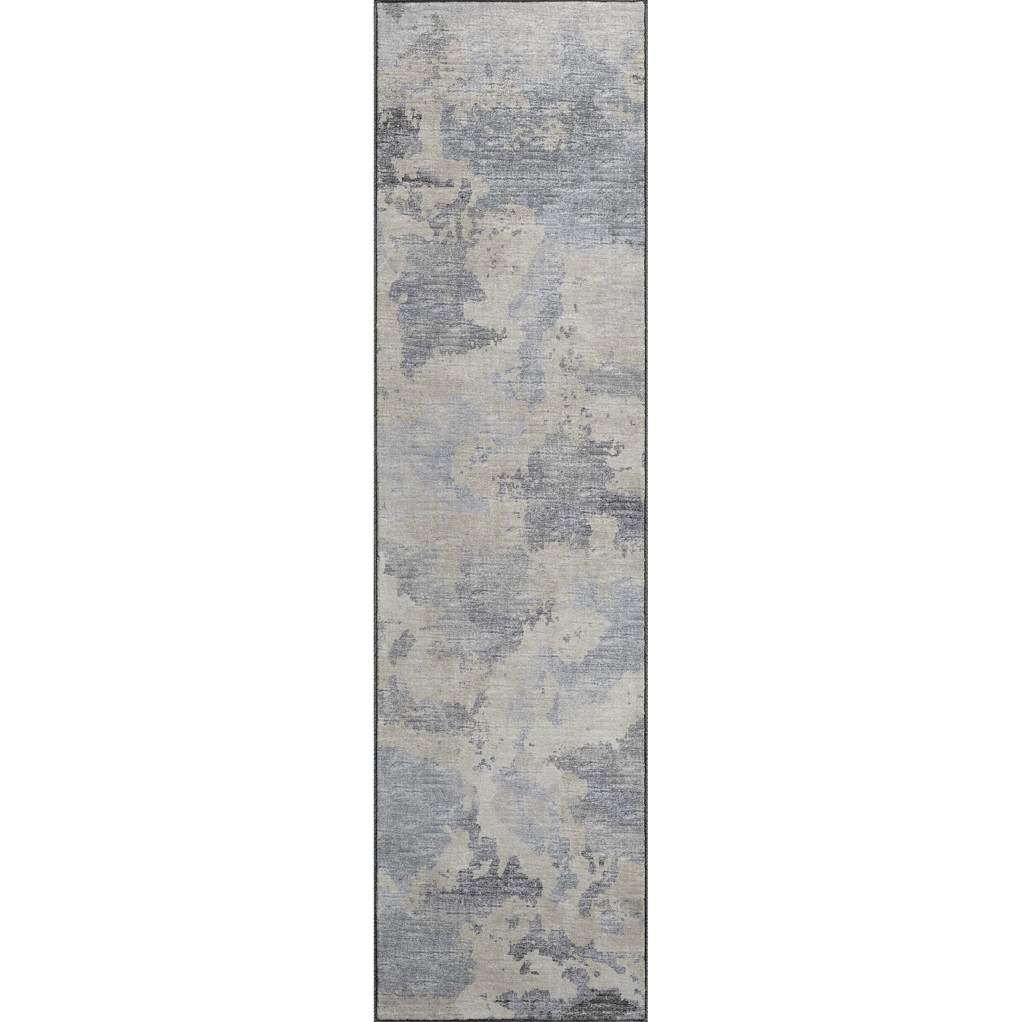 Luxury Machine Washable Indoor/Outdoor Transitional CM2 Graphite Gray Rug 2'3" x 7'6" #shape_Runner