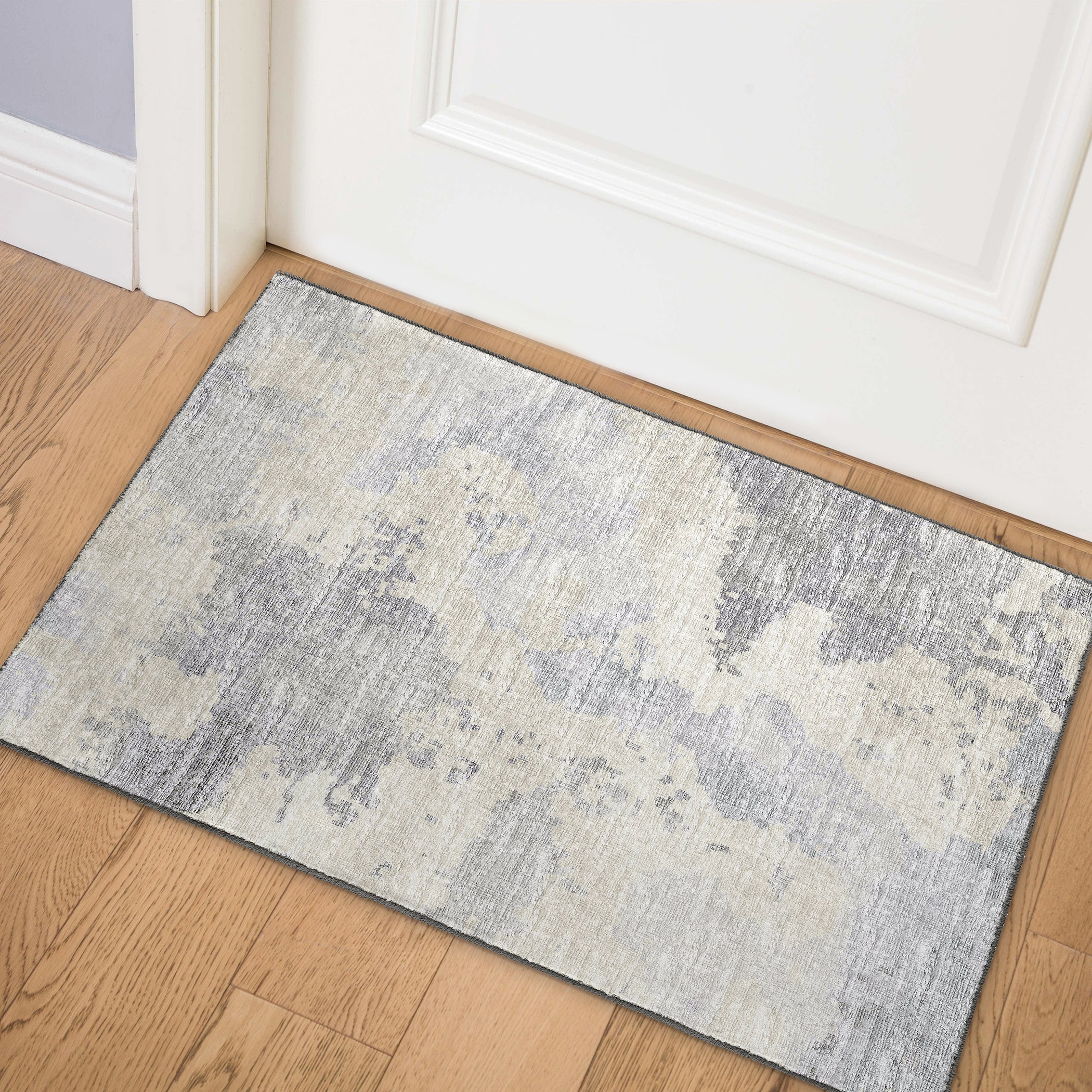 Luxury Machine Washable Indoor/Outdoor Transitional CM2 Graphite Gray Rug 1'8" x 2'6" #shape_Rectangle